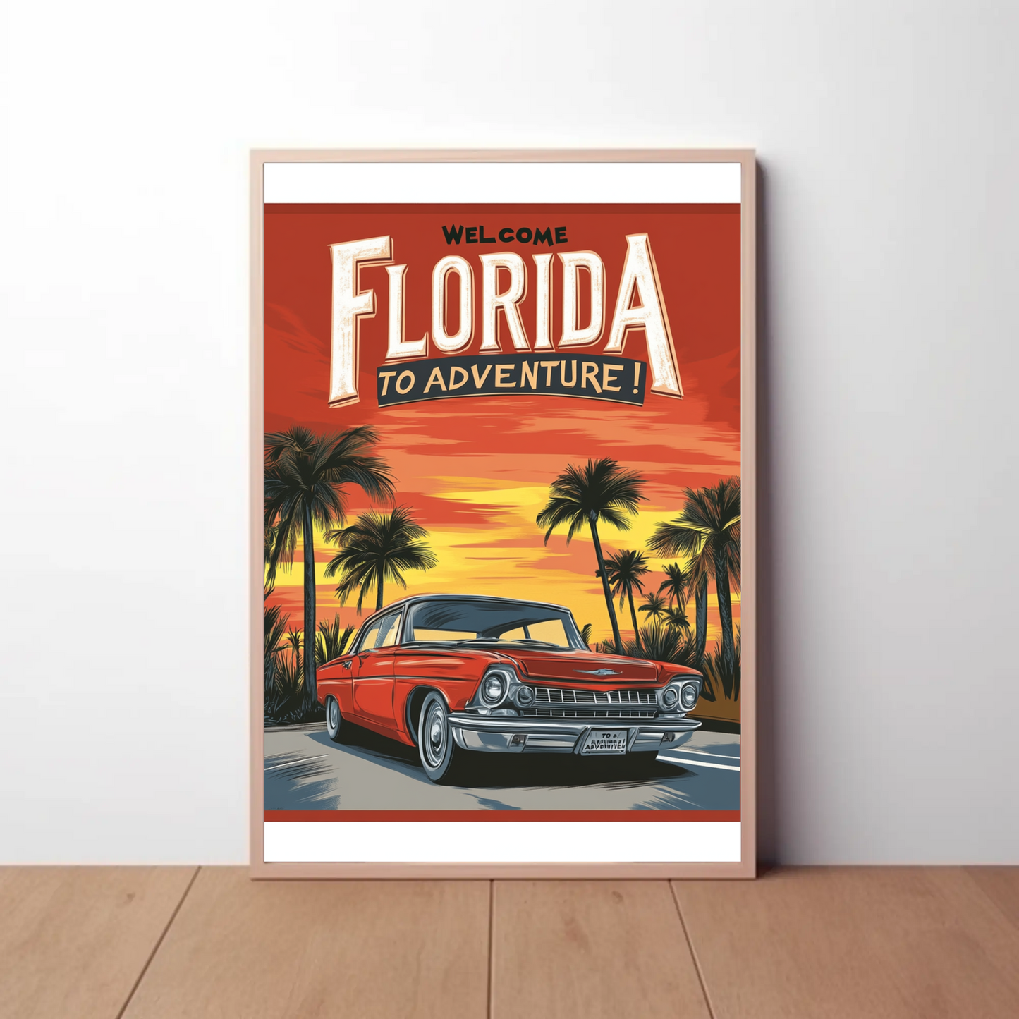 Florida Sunset Adventure Vintage Travel Poster
