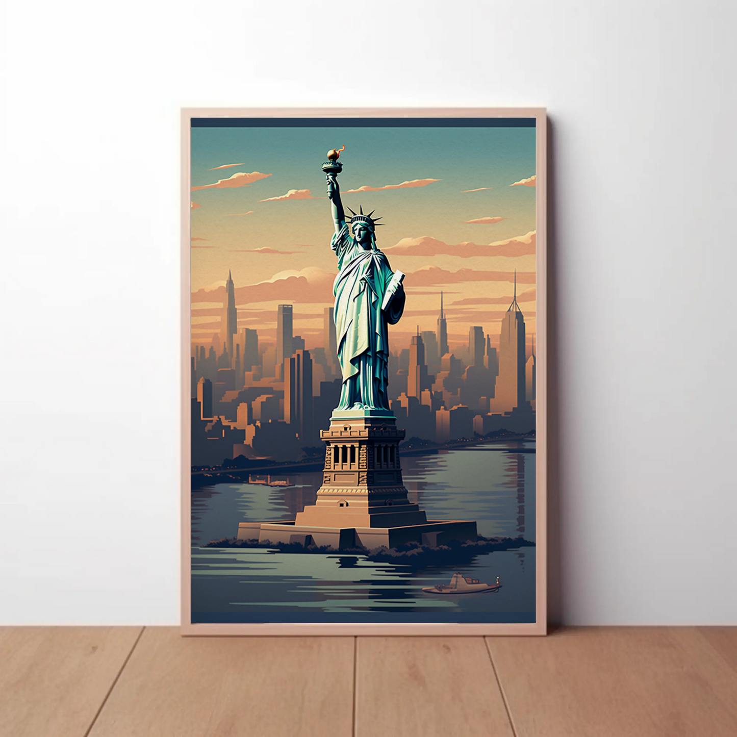 New York Liberty Vintage Travel Poster