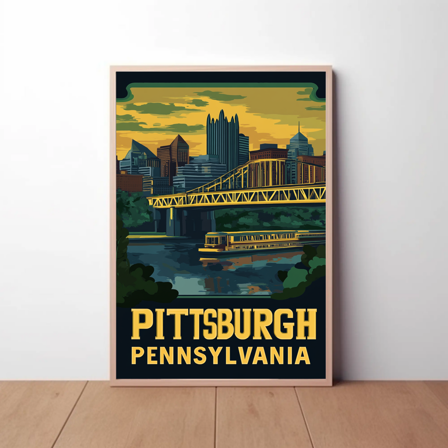 Pittsburgh, Pennsylvania Vintage Travel Poster