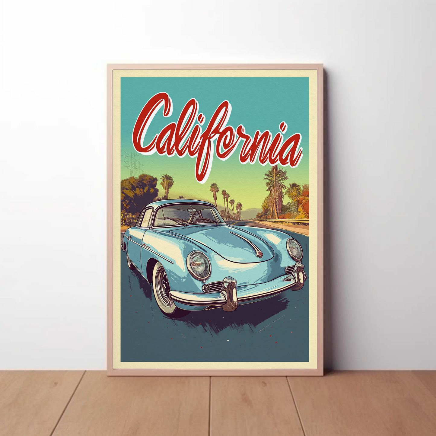 California Classic Car Vintage Poster