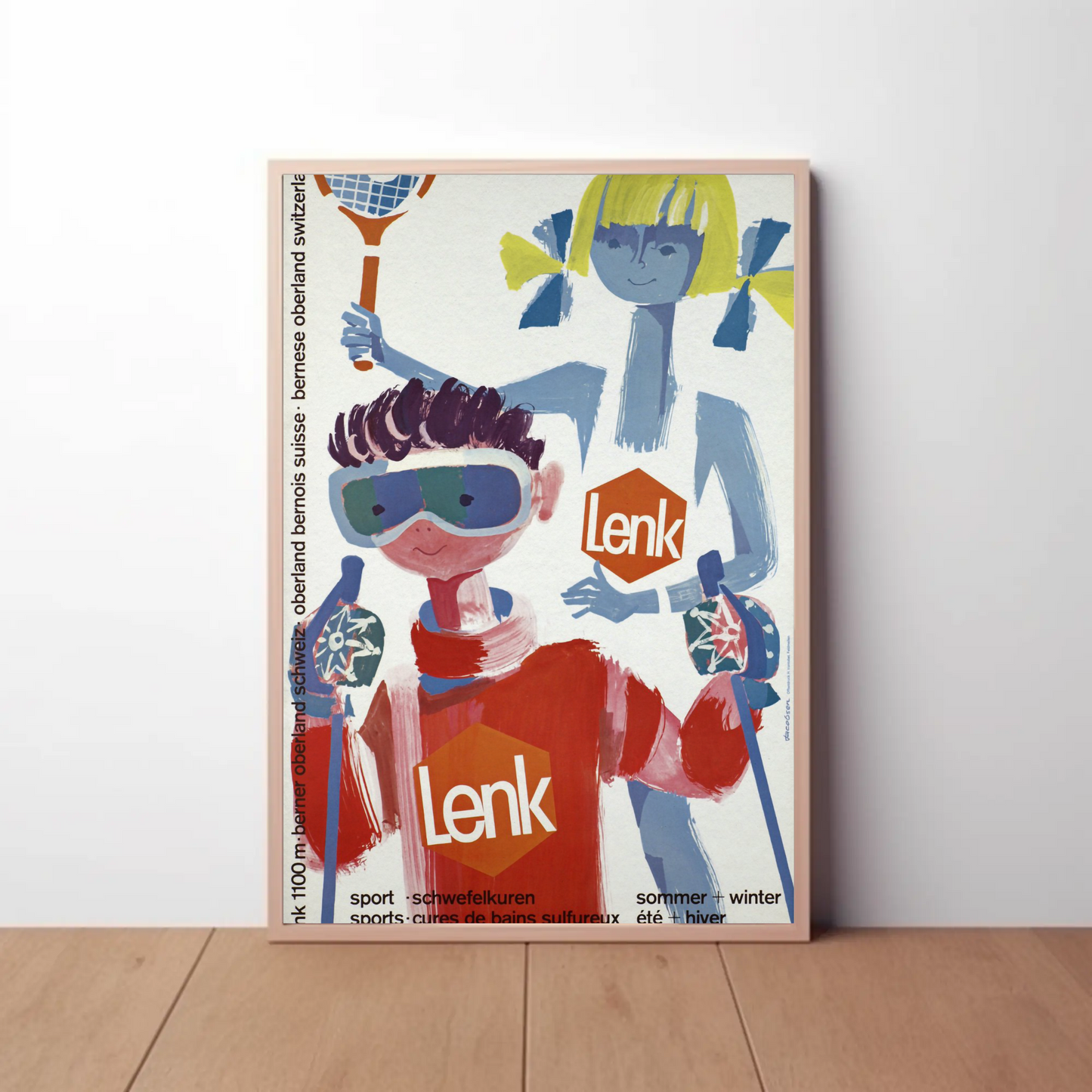Lenk Switzerland Winter Summer Vintage Poster