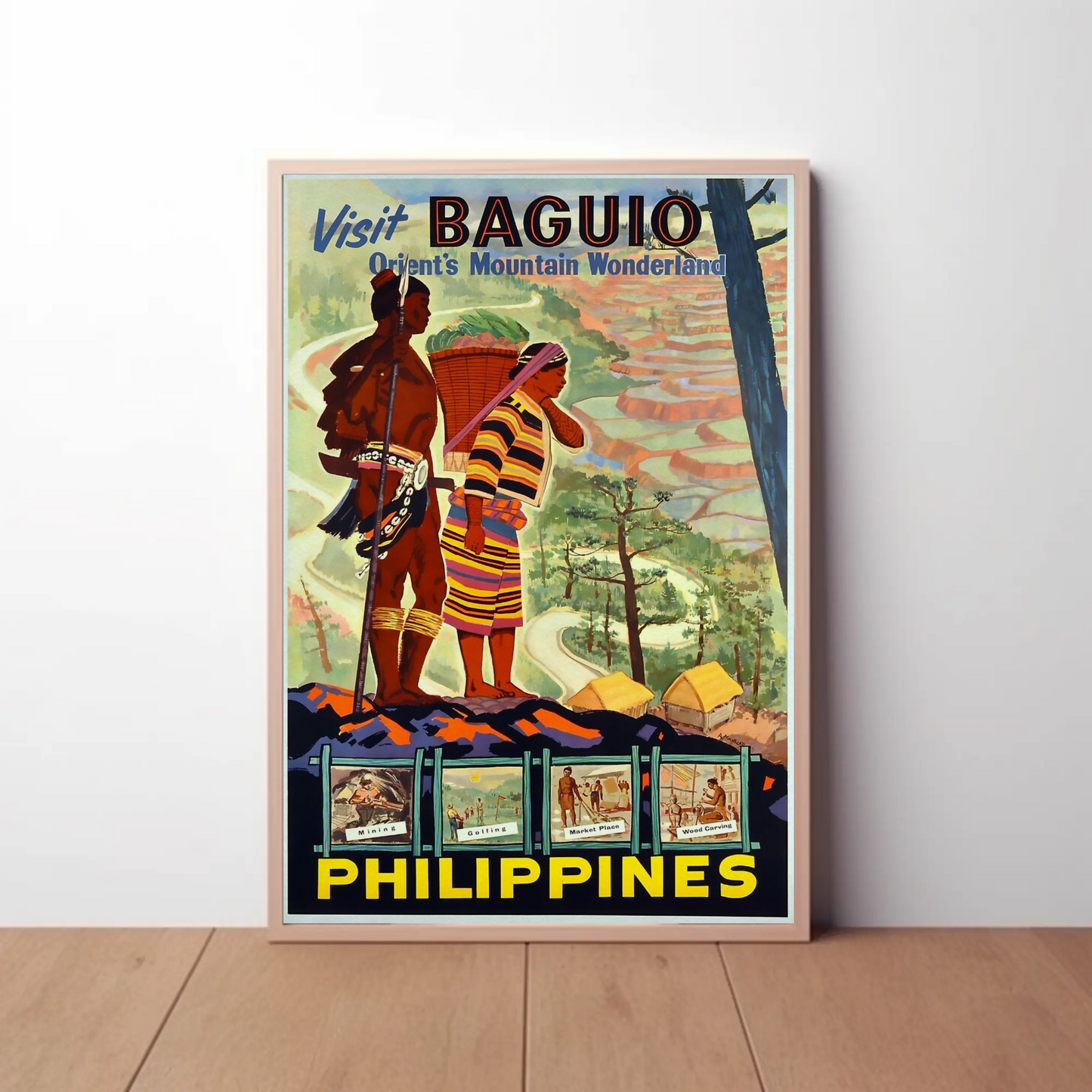 Baguio Philippines Vintage Travel Poster