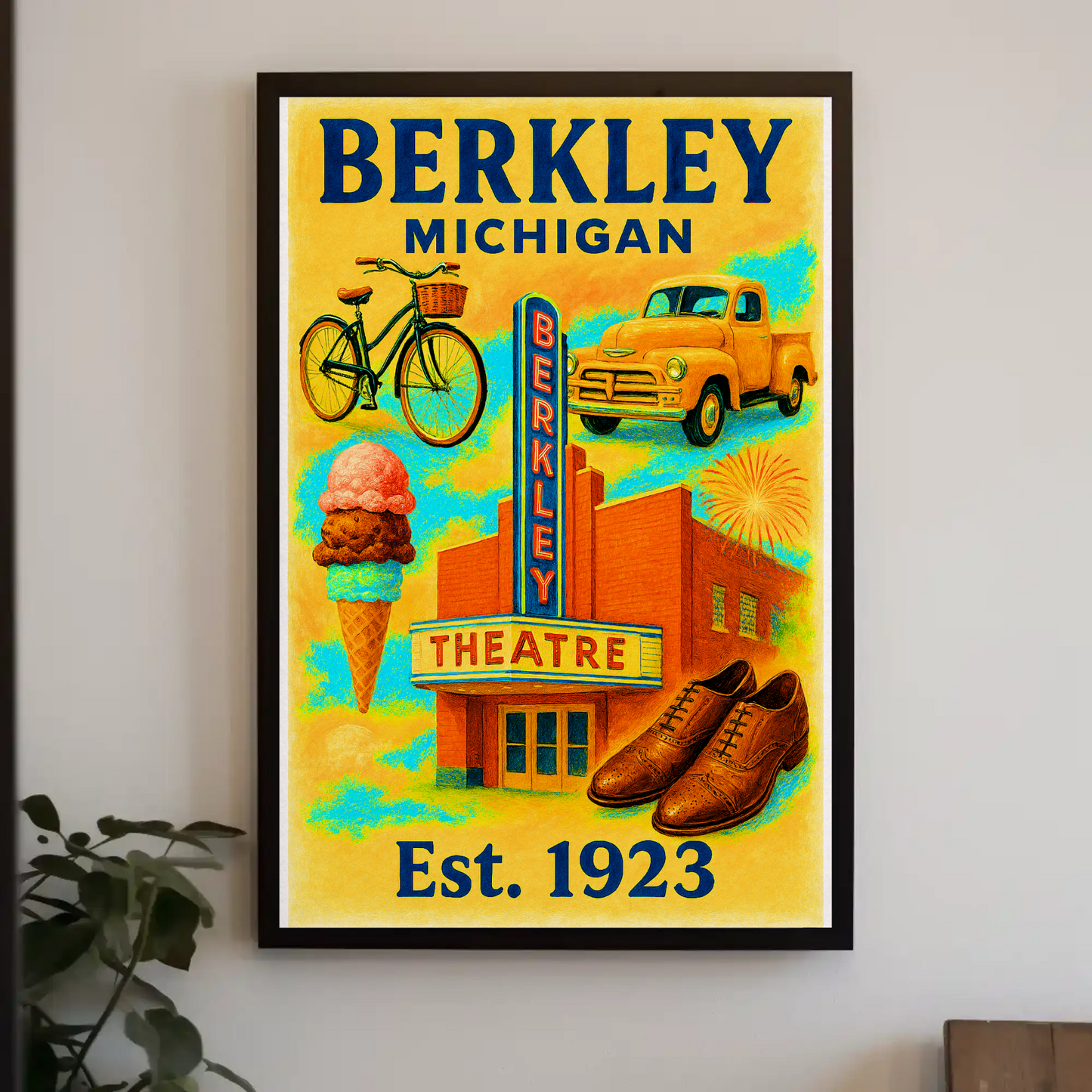 Berkley Michigan Wall Art Vintage Travel Poster