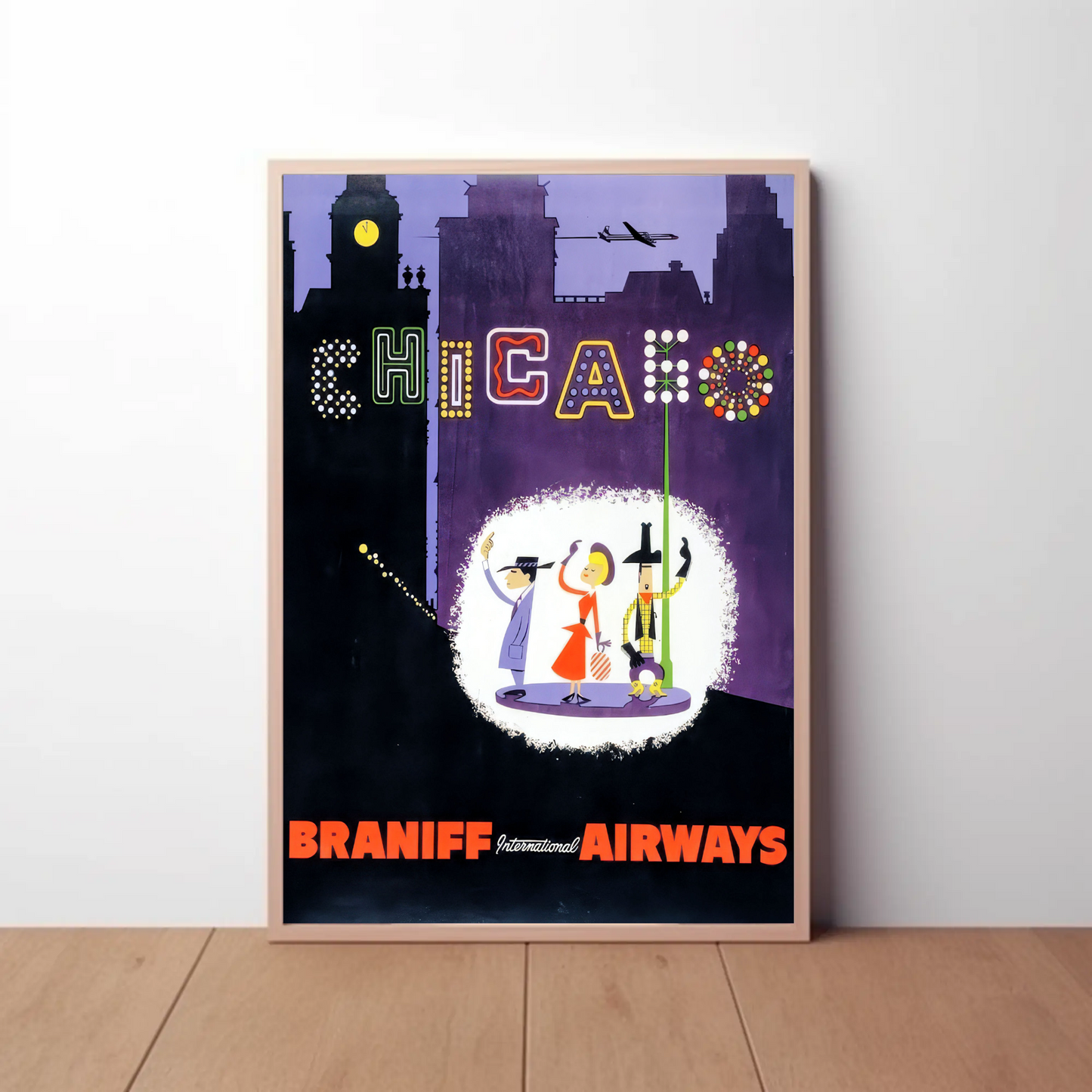Chicago Vintage Poster - Braniff Airways