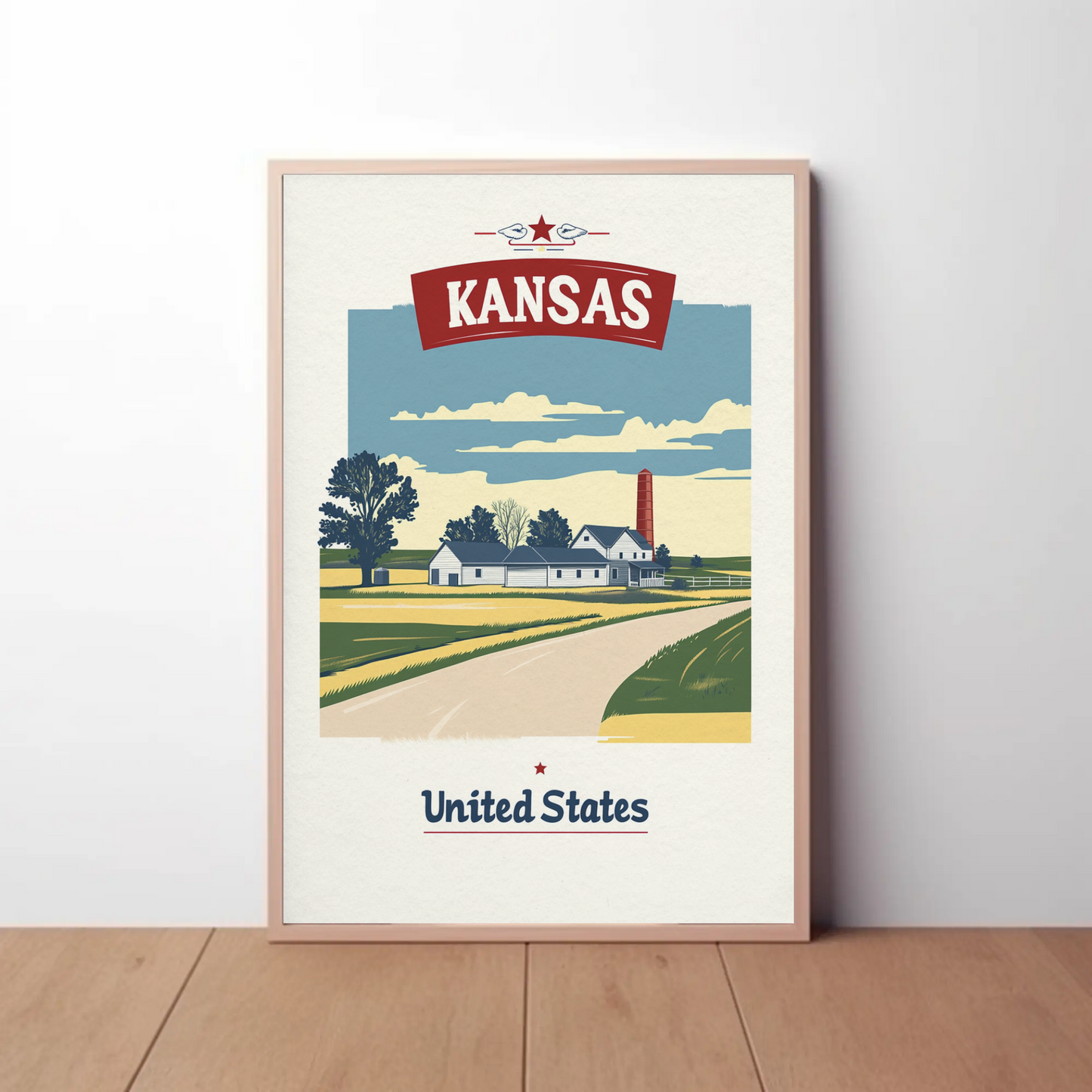 Kansas Country Road Vintage Poster