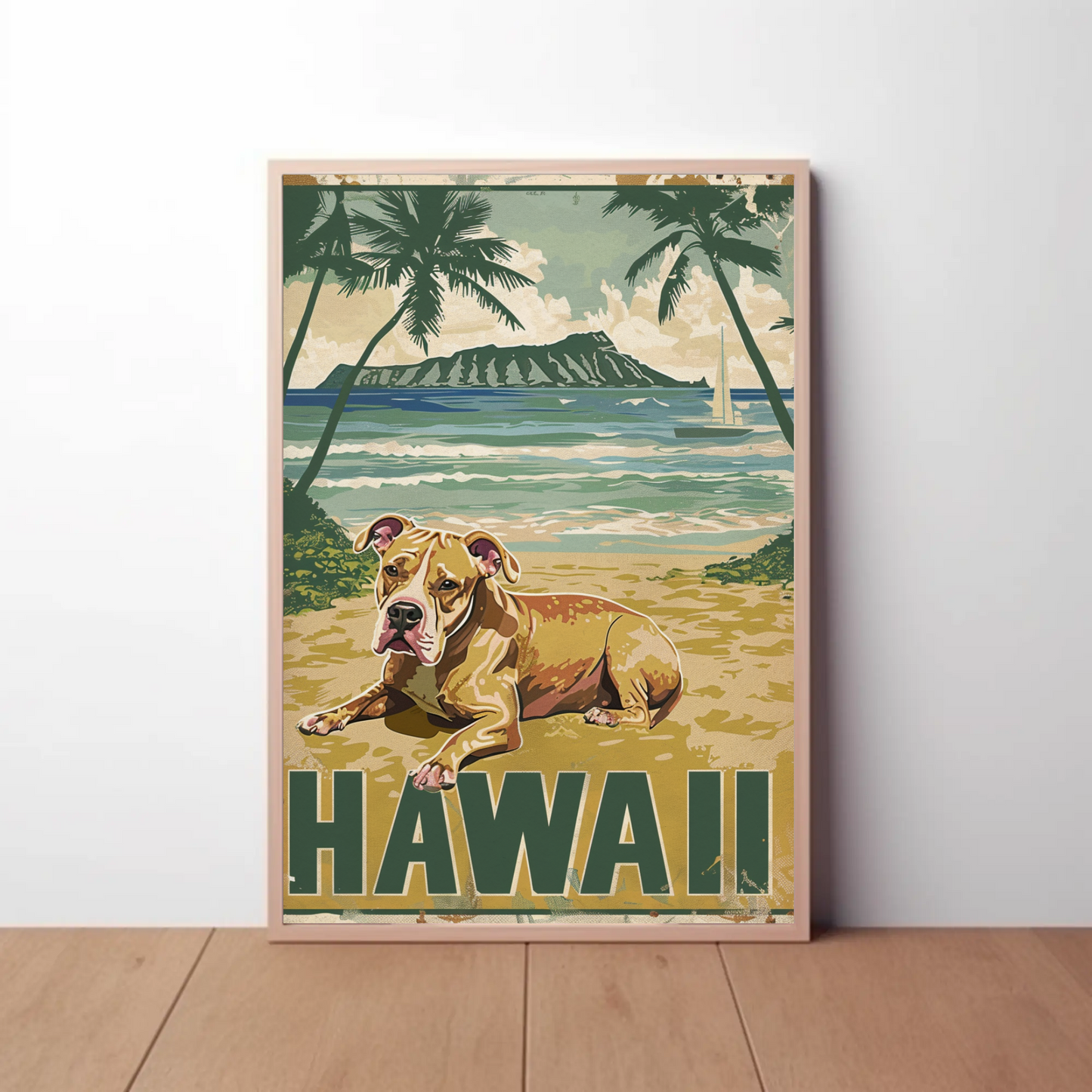 Hawaii Beach Dog Travel Poster