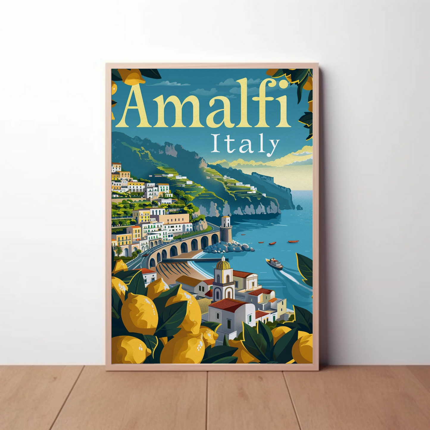 Amalfi Italy Colorful Vintage Poster
