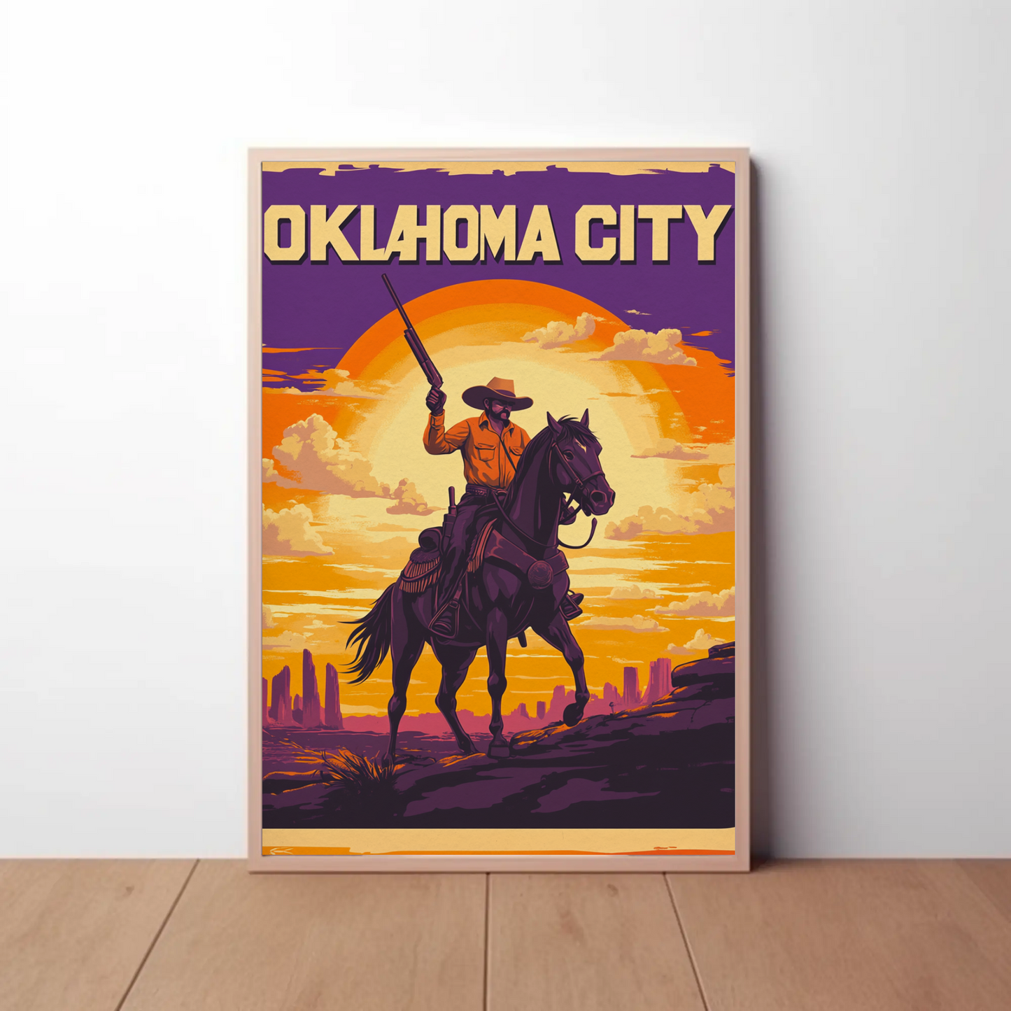 Oklahoma City Cowboy Vintage Poster