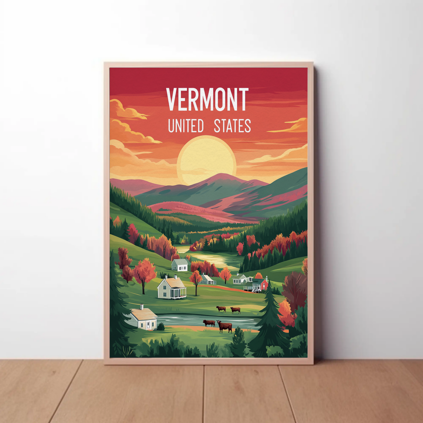Vermont Vintage Poster - Sunset Valley