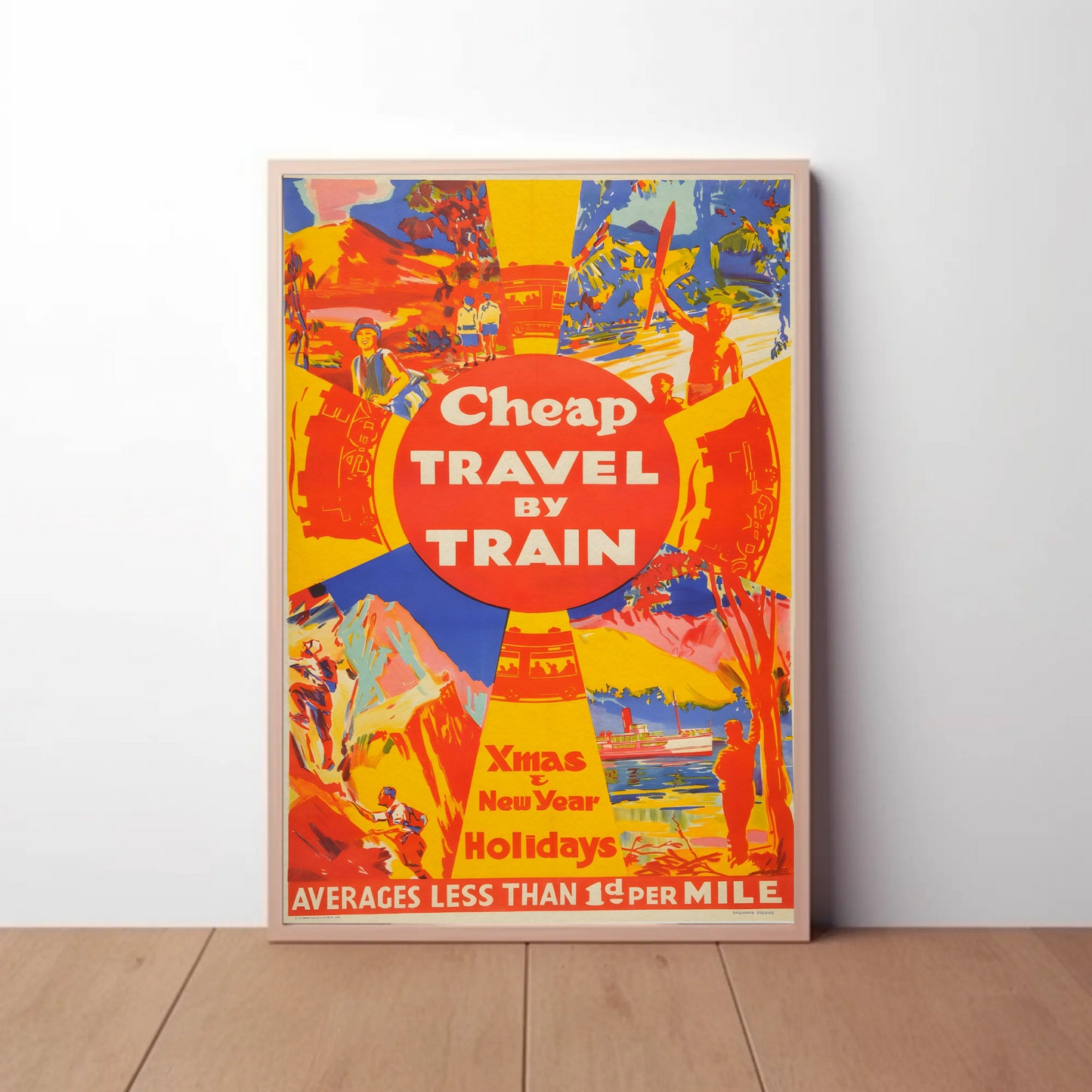 Vintage Poster Cheap Travel By Train