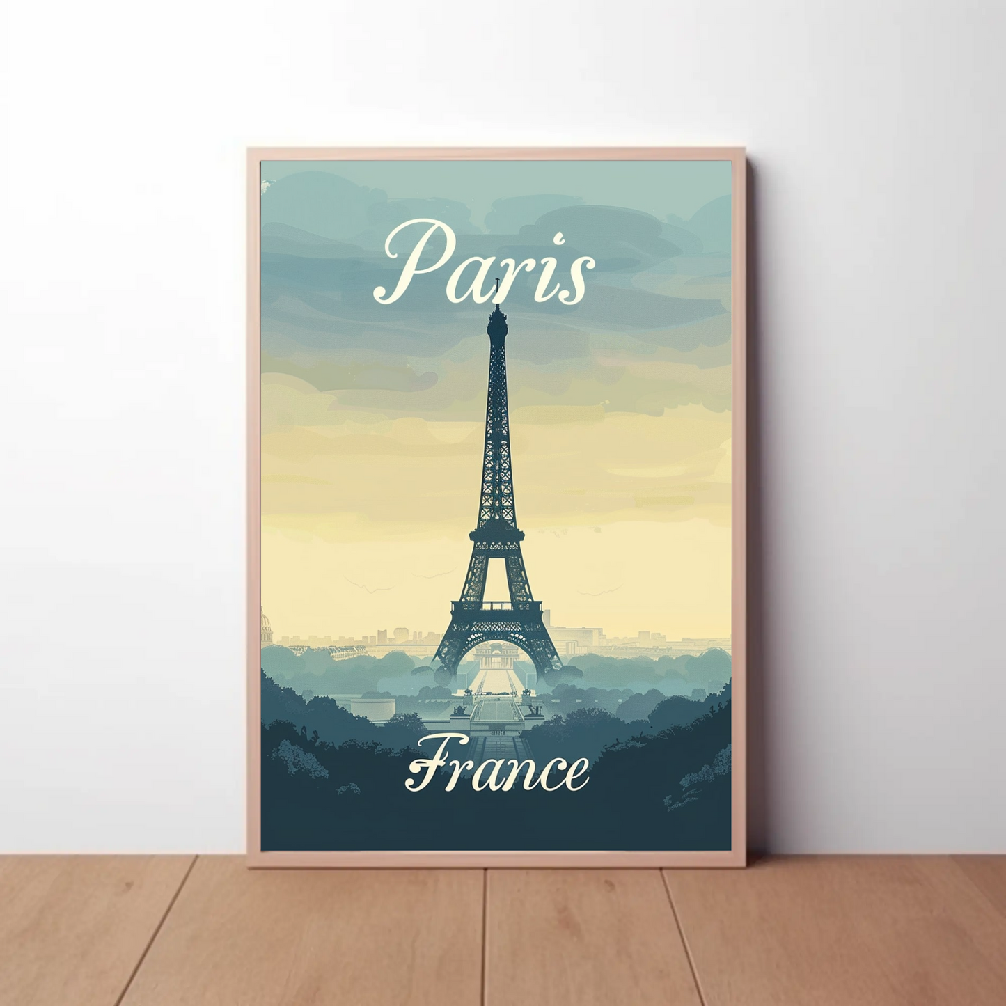 Paris, France - Eiffel Tower Vintage Style Poster