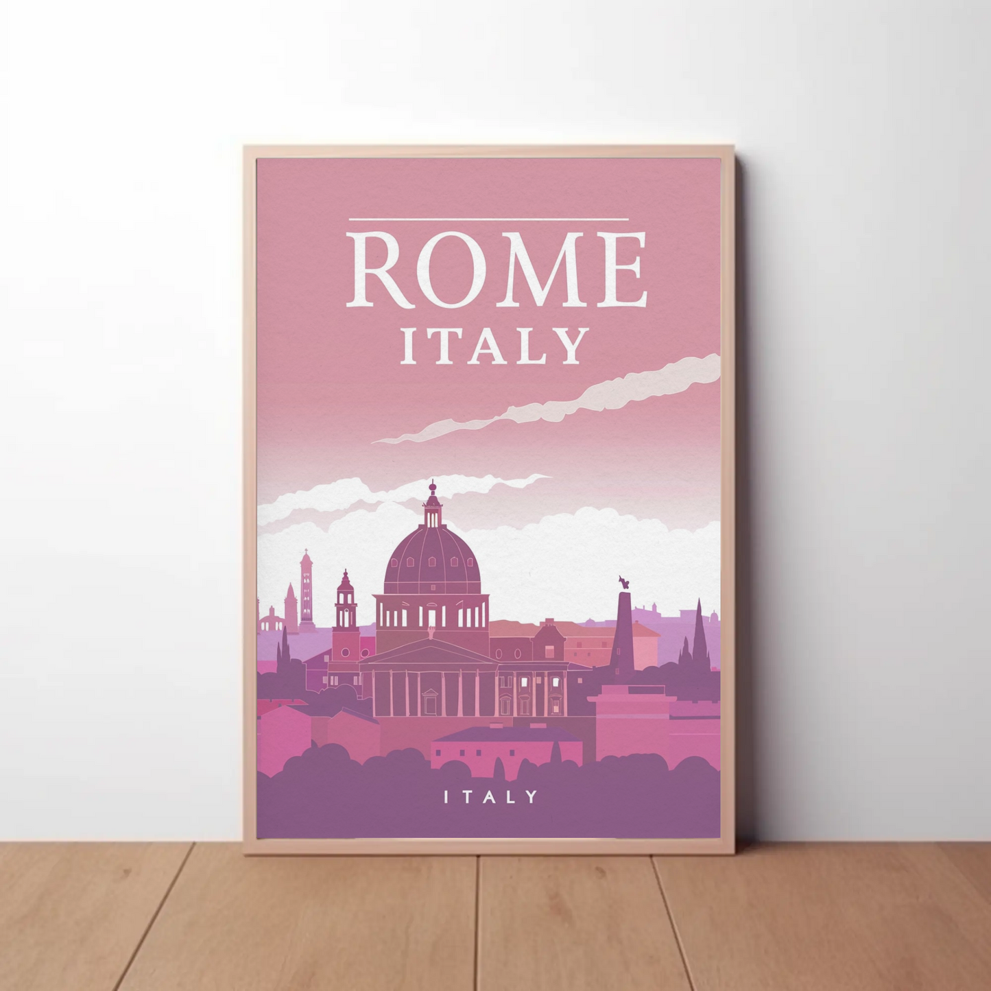 Rome: Cityscape in Pink Hues