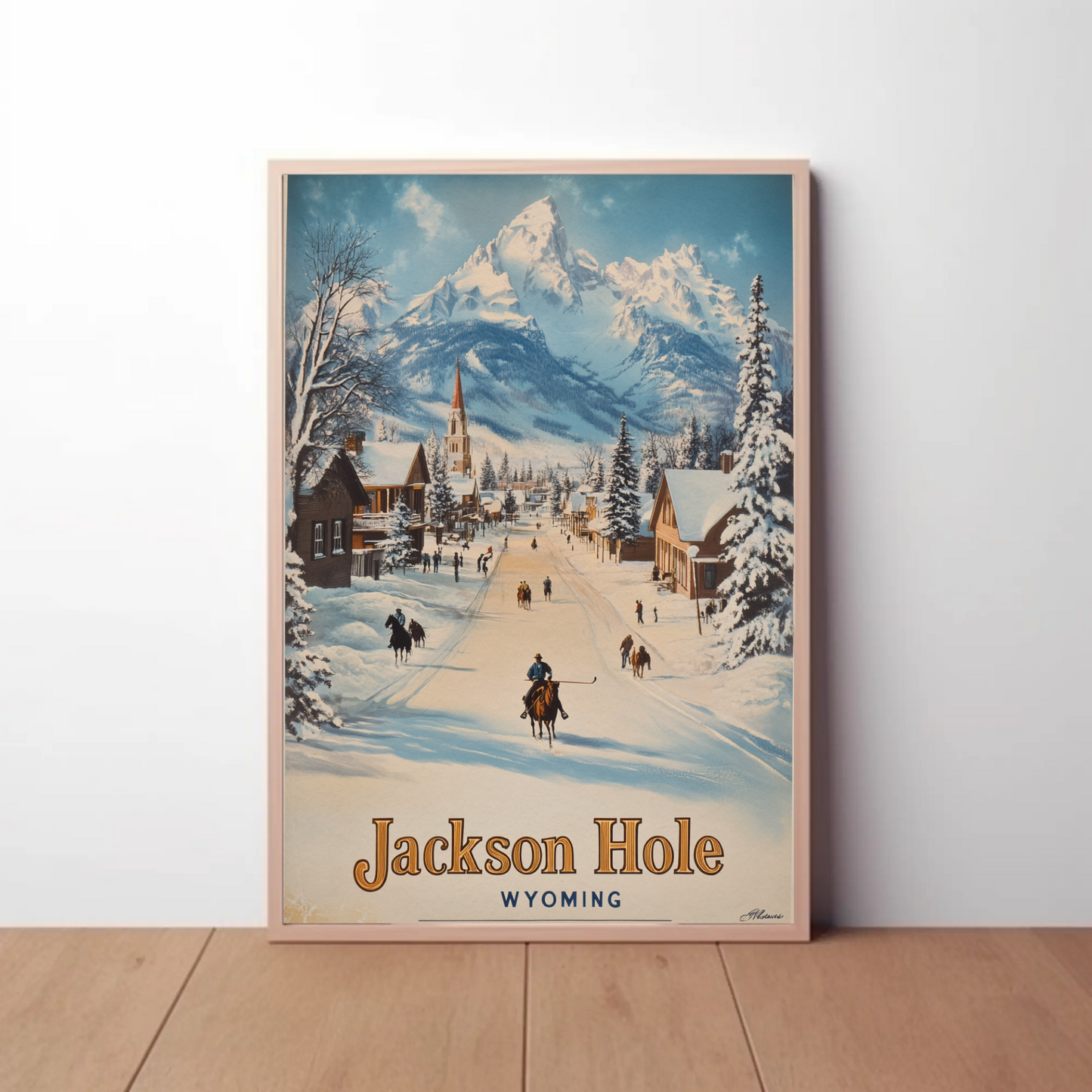 Jackson Hole Wyoming Vintage Poster - Snowy Town