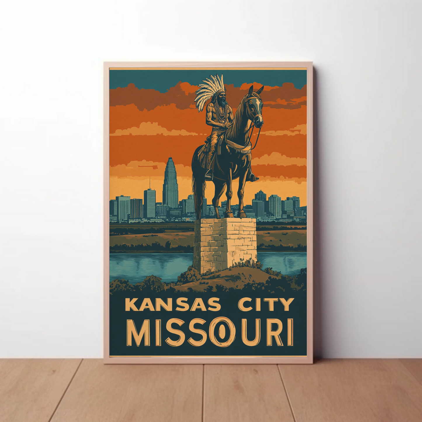 Kansas City Missouri Vintage Poster - Native Monument