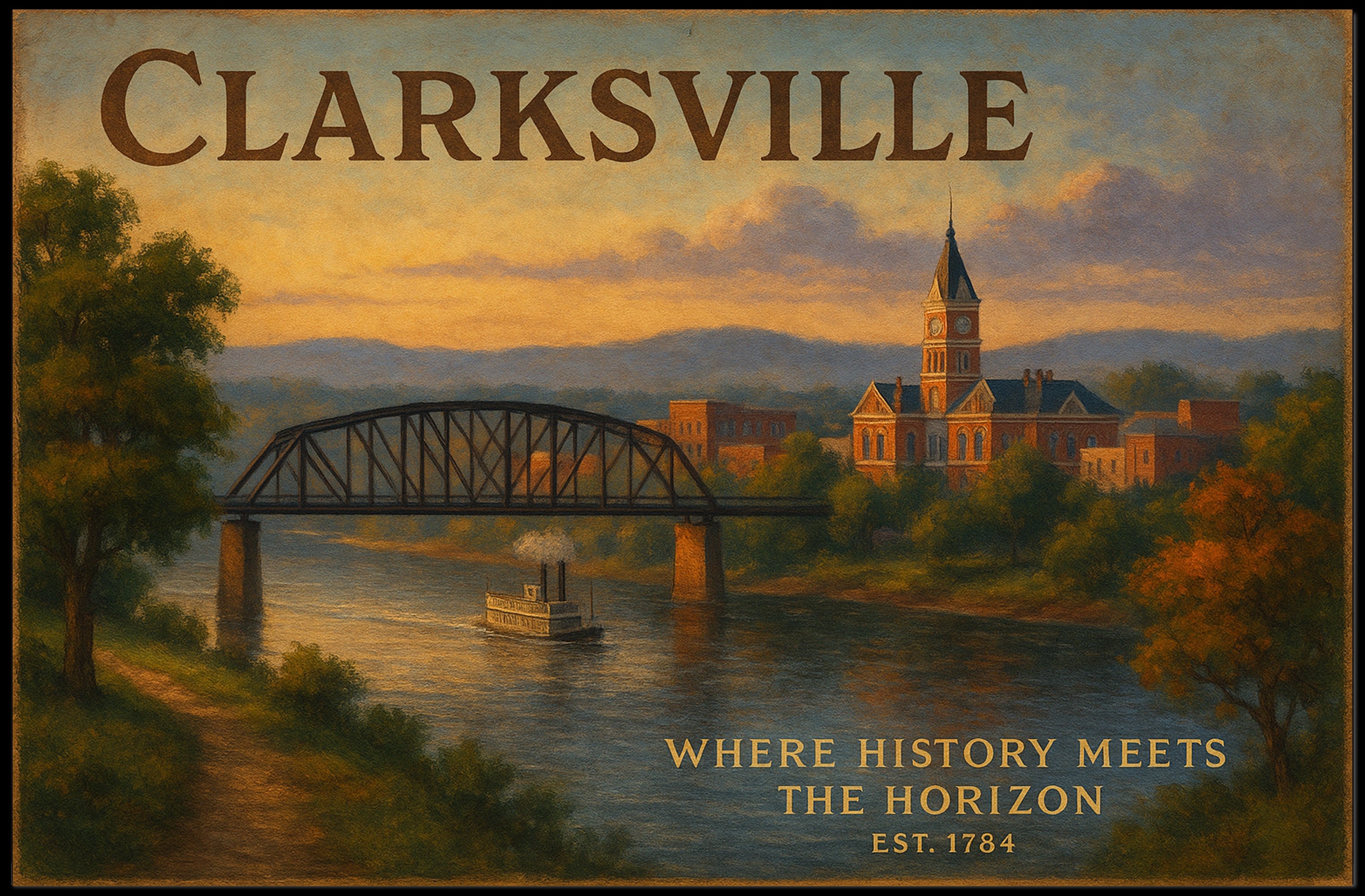 Clarksville Travel Poster Where History Meets Horizon