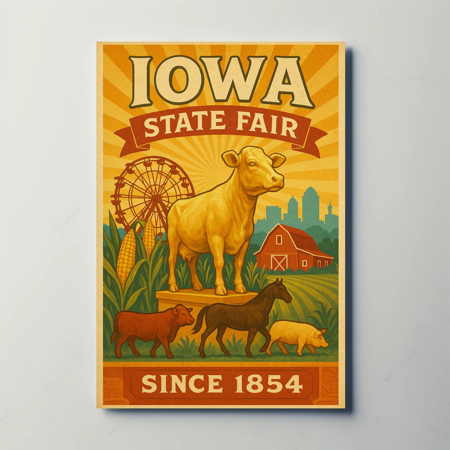 Iowa State Fair Livestock Agriculture Celebration Travel Poster