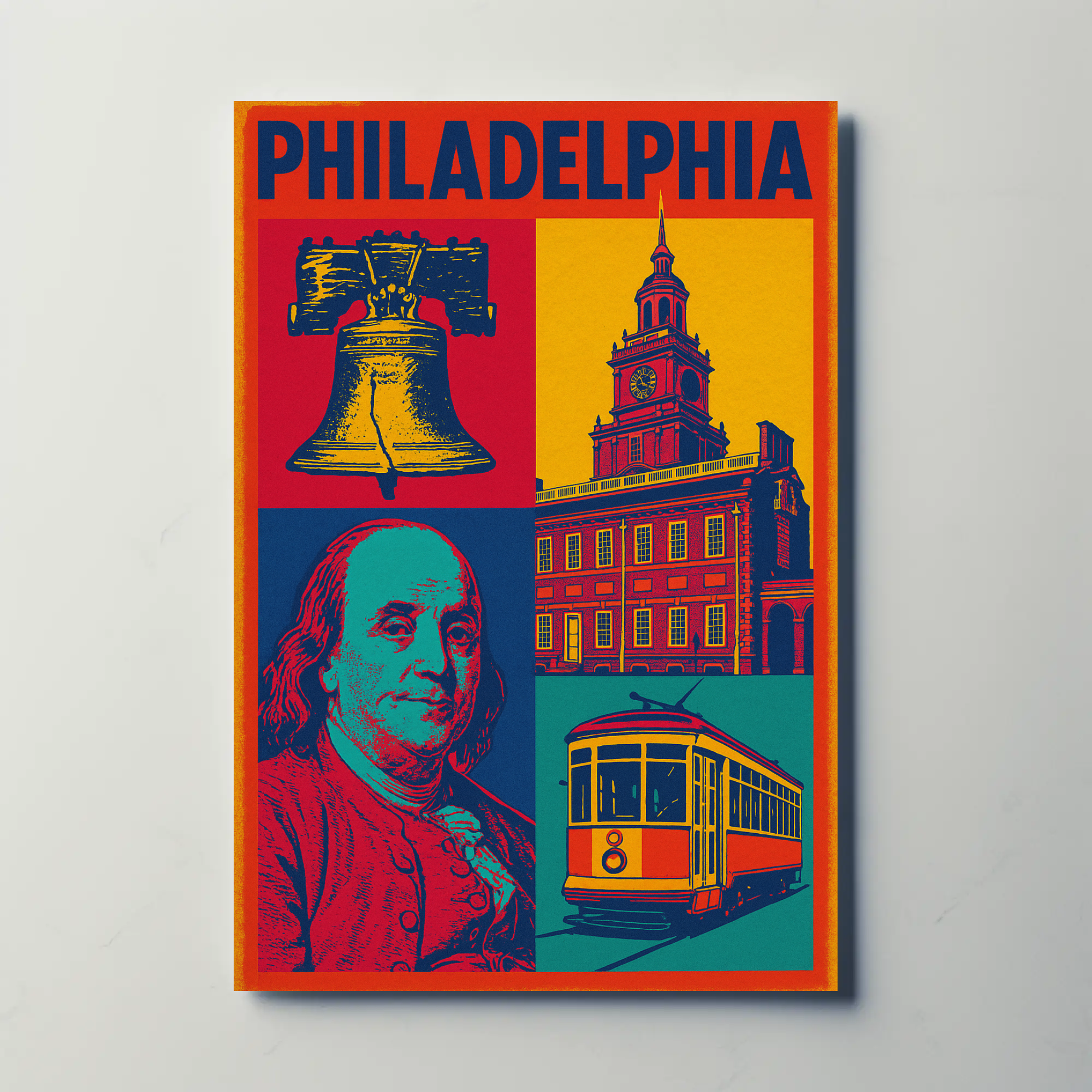 Philadelphia Historical Icons Pop Art Travel Poster