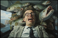 Fish-Filled Car Surreal Art Comedy Poster