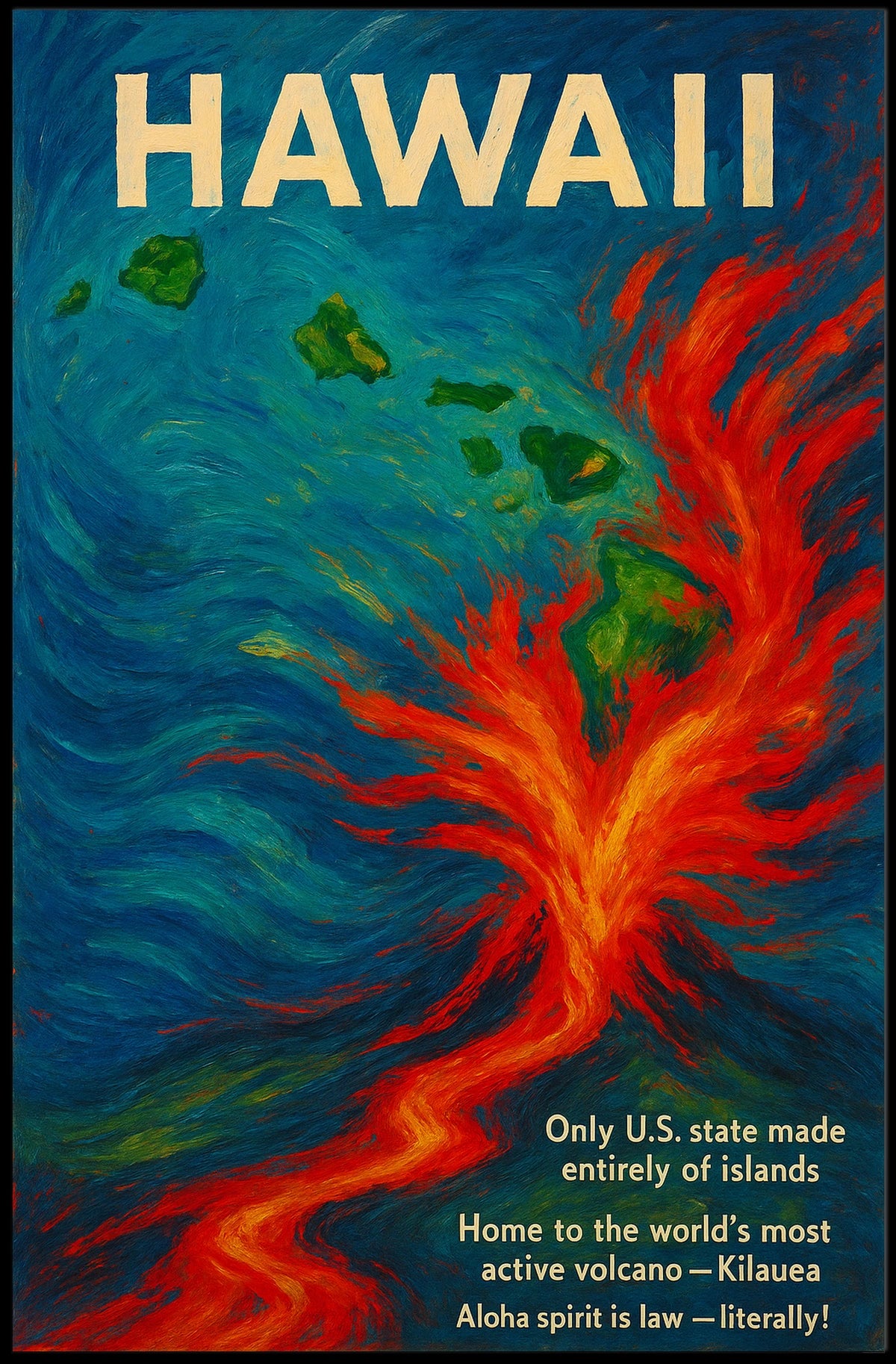 Hawaii Volcano Adventure: Vibrant Tropical Art Poster