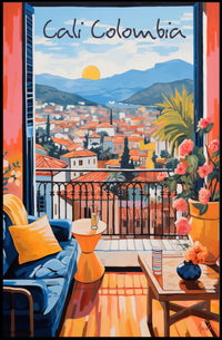 Cali, Colombia: Sunset Serenity Through an Open Window Poster
