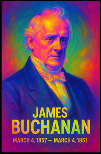 James Buchanan 15th President of the United States Neon Gradient Overlay Poster