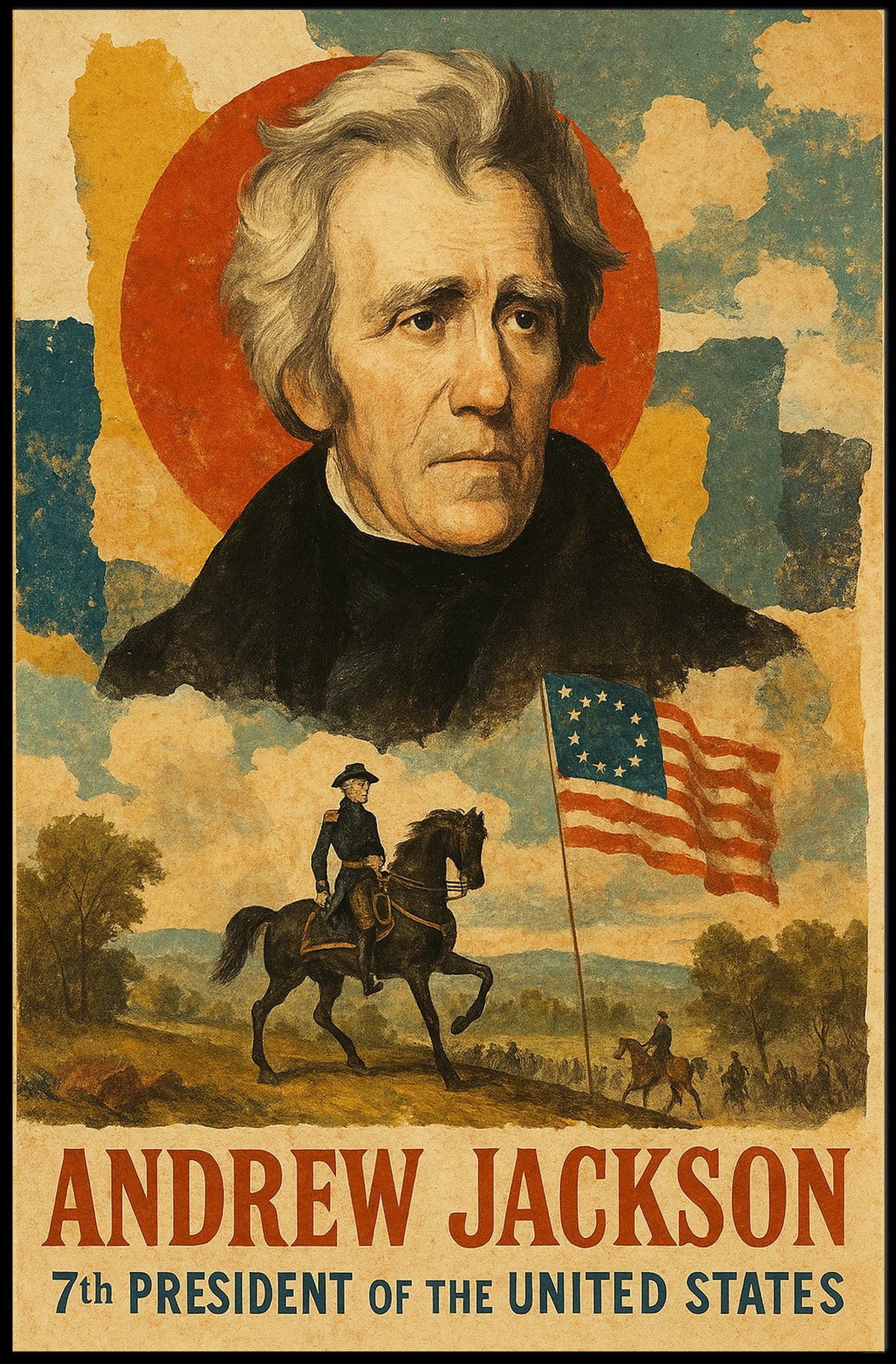 Andrew Jackson 7th President of the United States Layered Digital Collage Poster