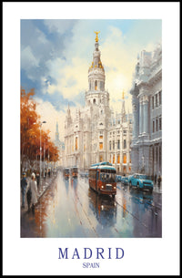 Madrid Cityscape: Impressionistic Urban Art Poster PosterGoat