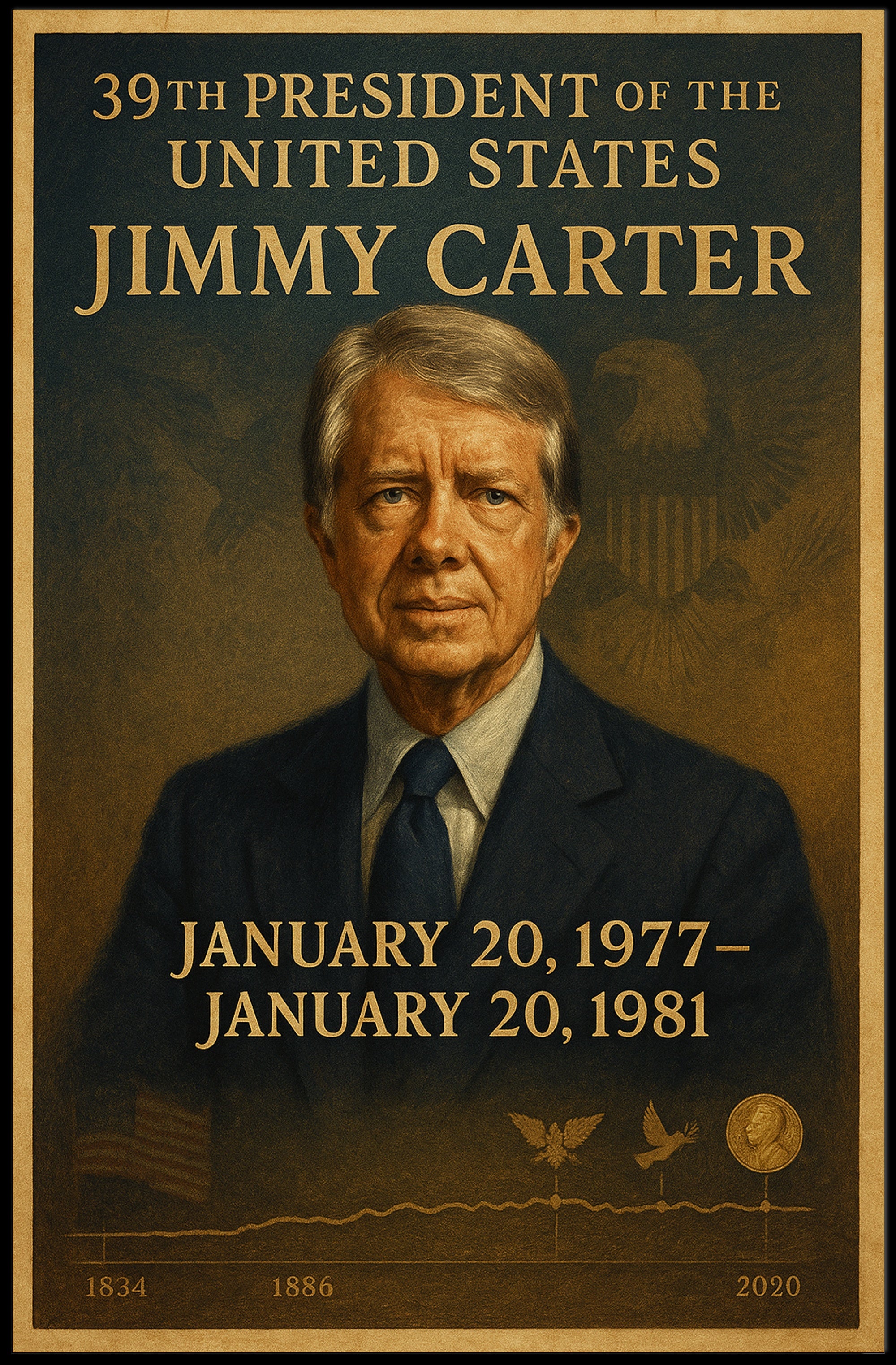 Jimmy Carter Portrait Collection Decor Series Poster PosterGoat