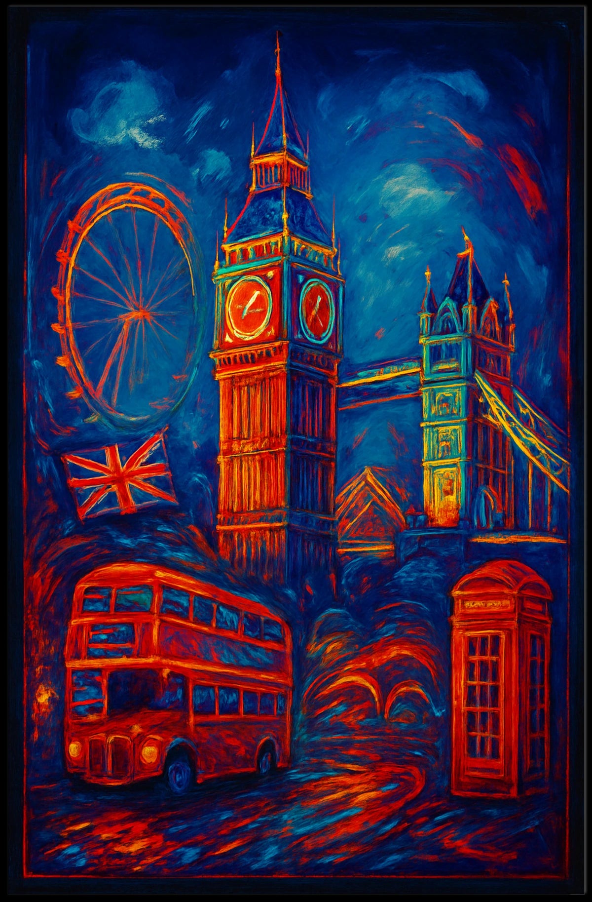 London Landmarks in Vibrant Colors Poster