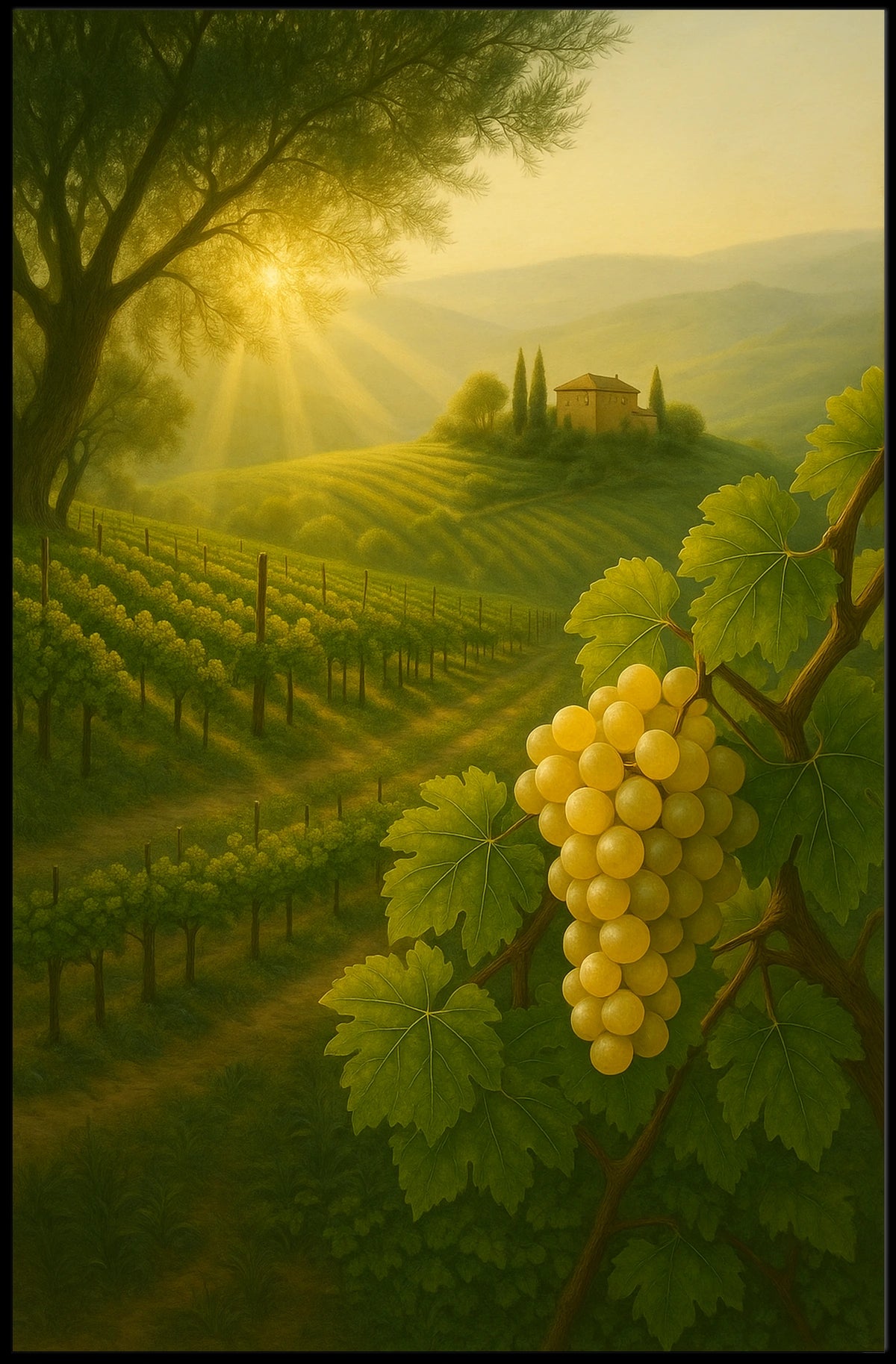 Golden Vineyard Sunrise Poster
