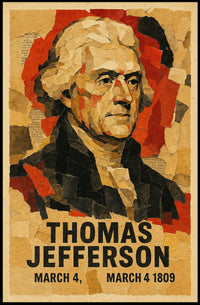 Thomas Jefferson 3rd President of the United States Layered paper Collage Poster