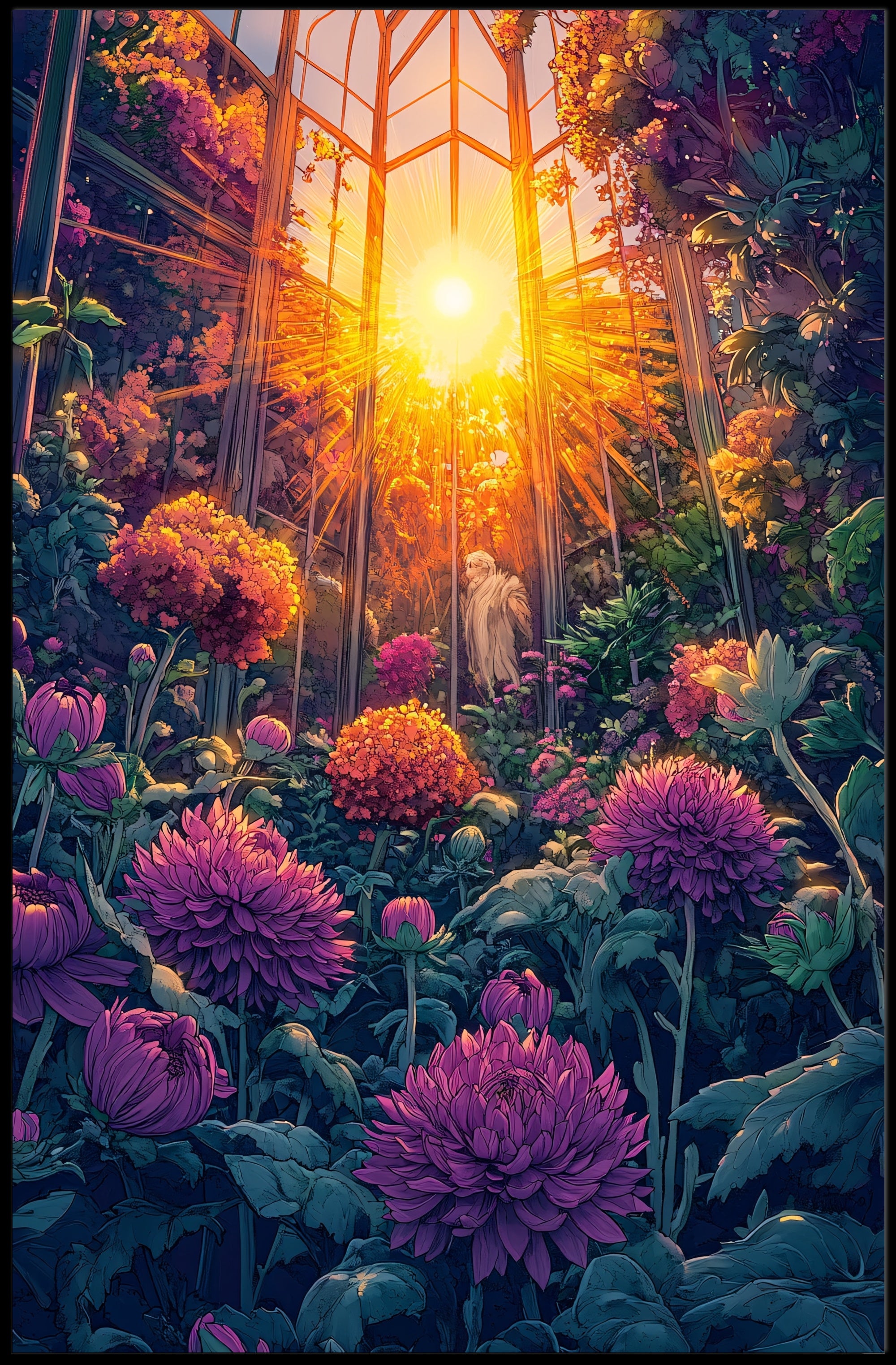 Nature's Beauty Greenhouse Scene Art Poster