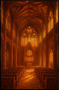 Gothic Cathedral Interior Hyper Realistic Art Decor Poster