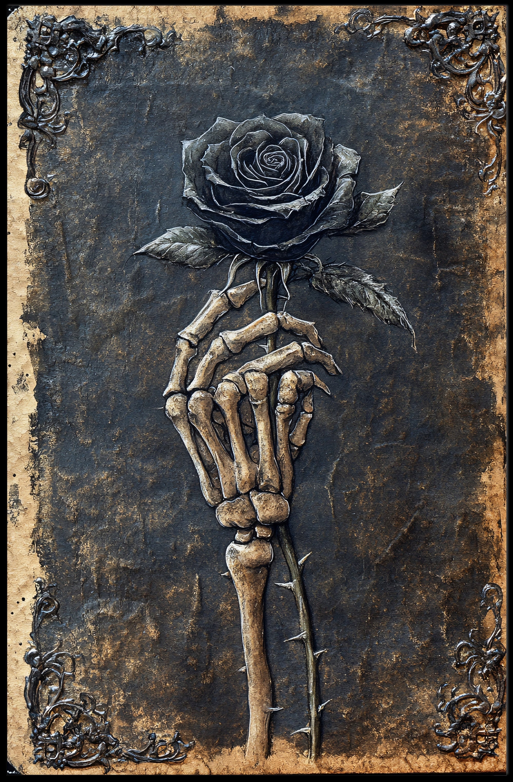 Skeleton Hand With Rose Poster