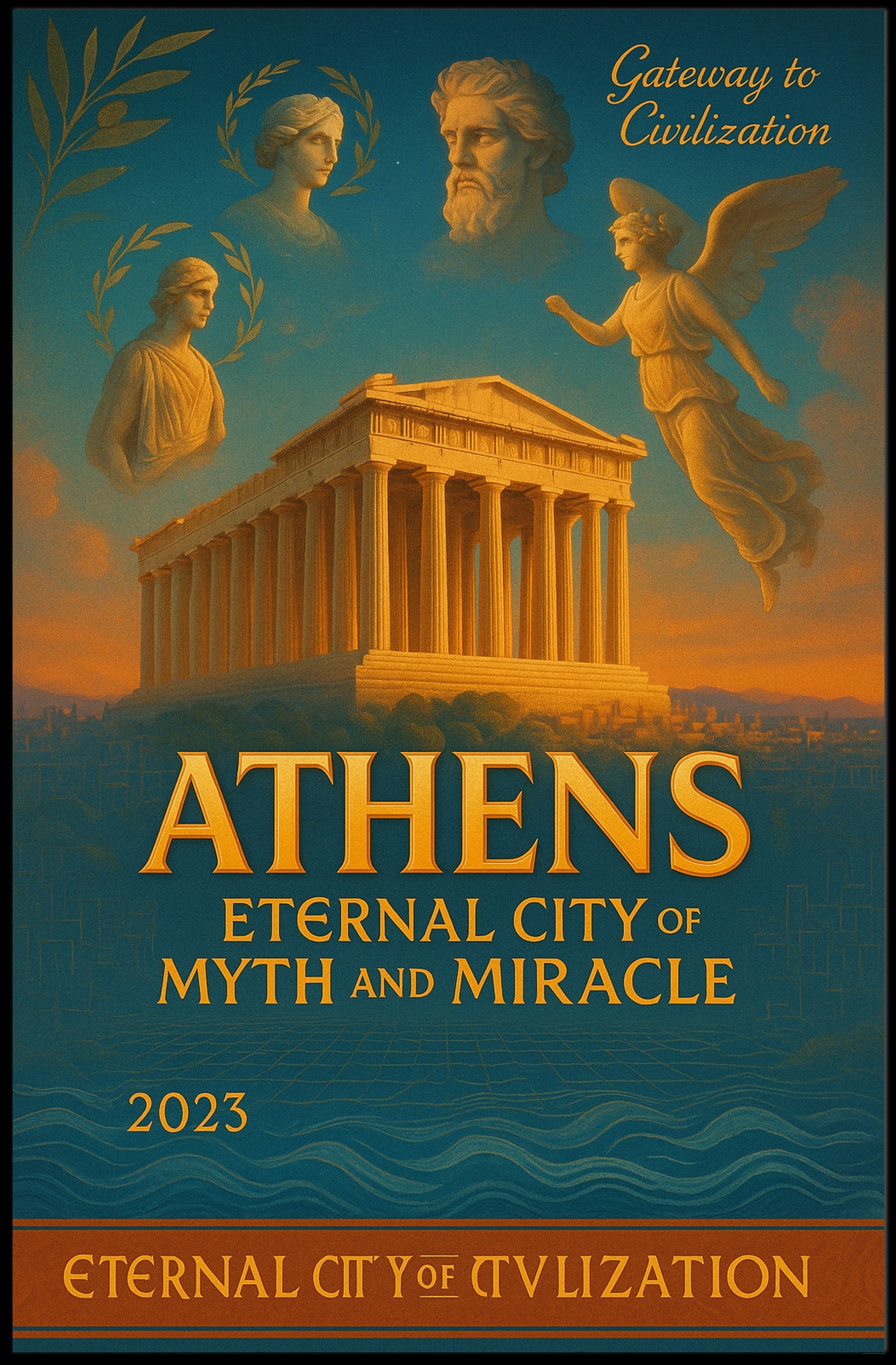 Athens Eternal City Mythology Vintage Heritage Poster