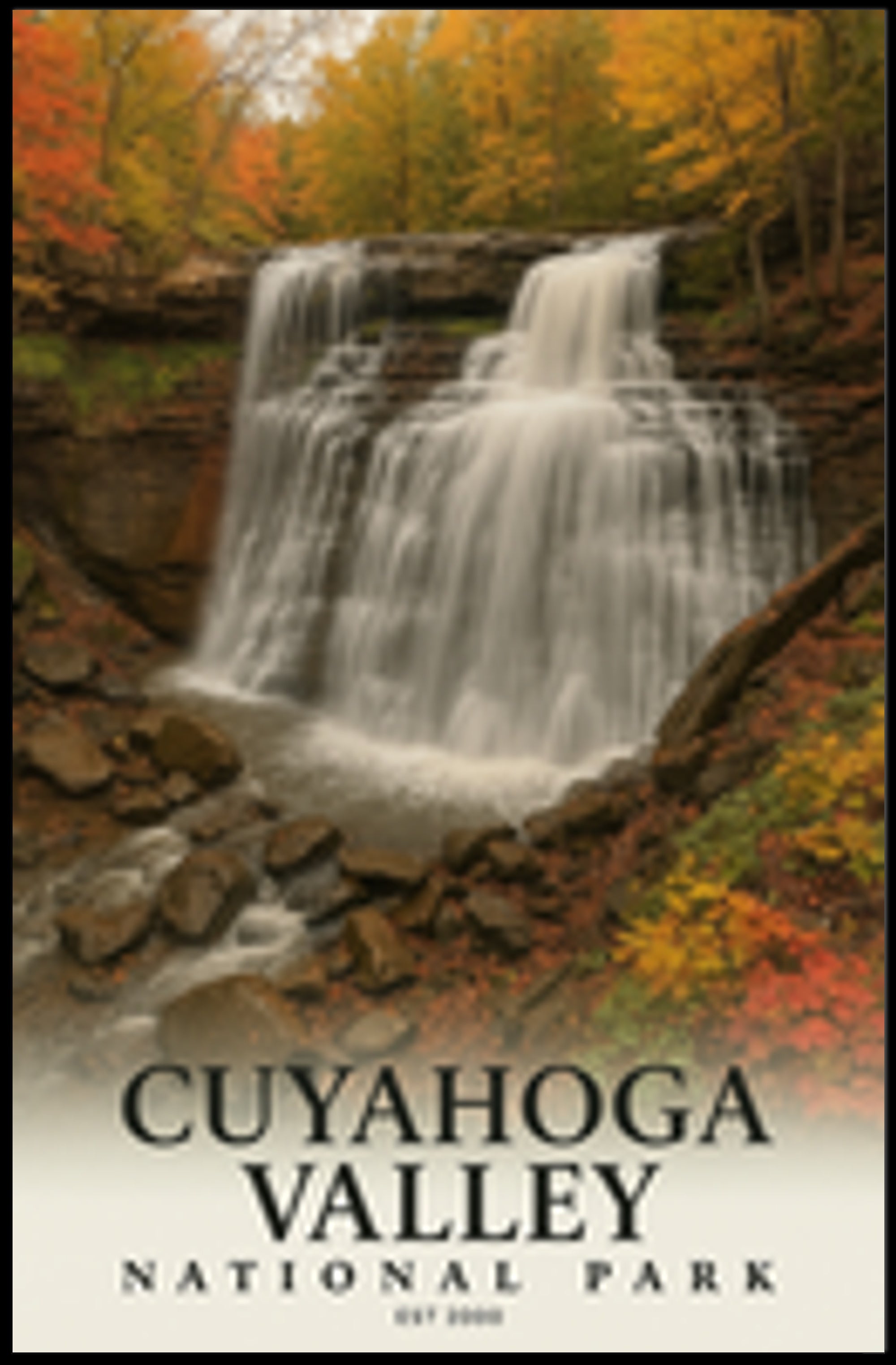 Cuyahoga Valley Waterfall Scenic Travel Poster