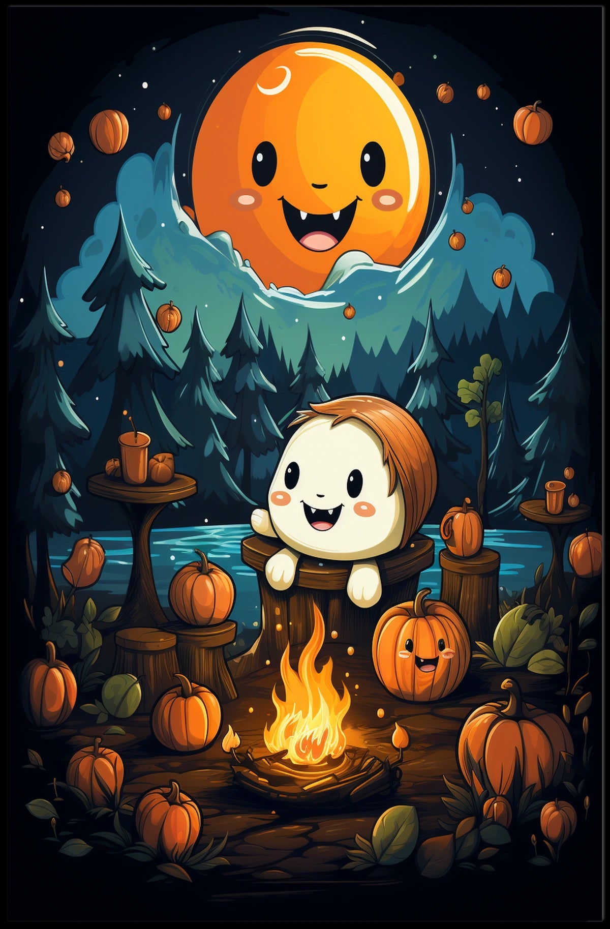 Whimsical Autumn Night Poster