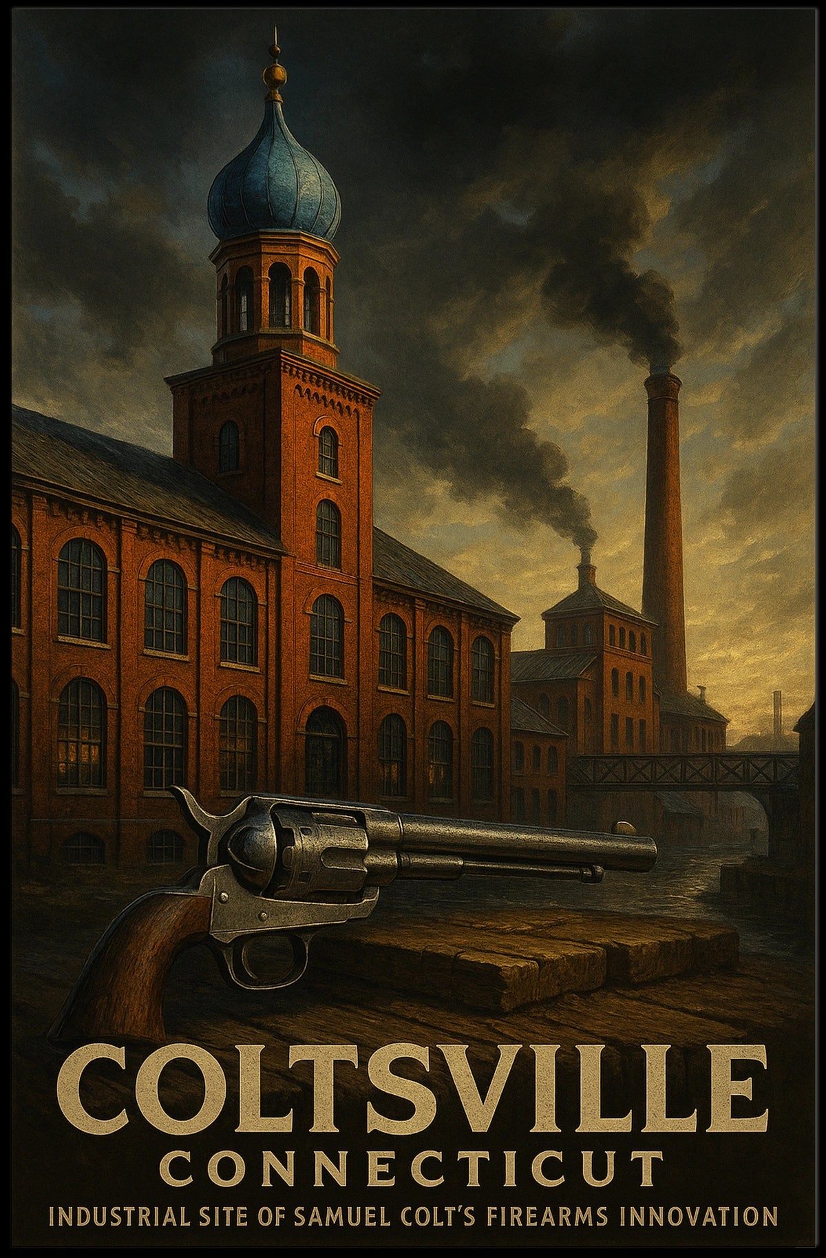 Coltsville, Connecticut Industrial Poster