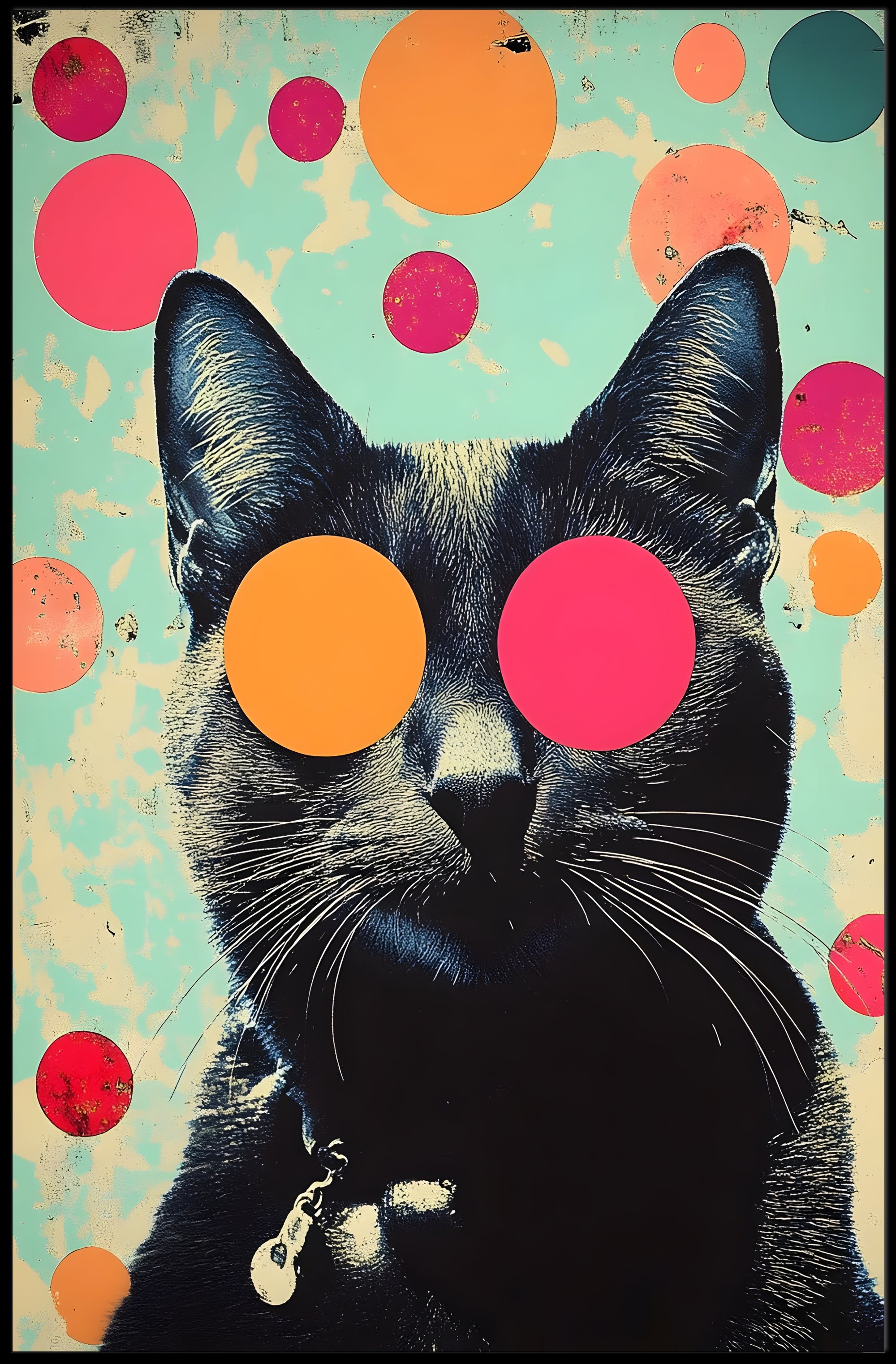 Psychedelic Cat Poster Abstract Wall Art Print