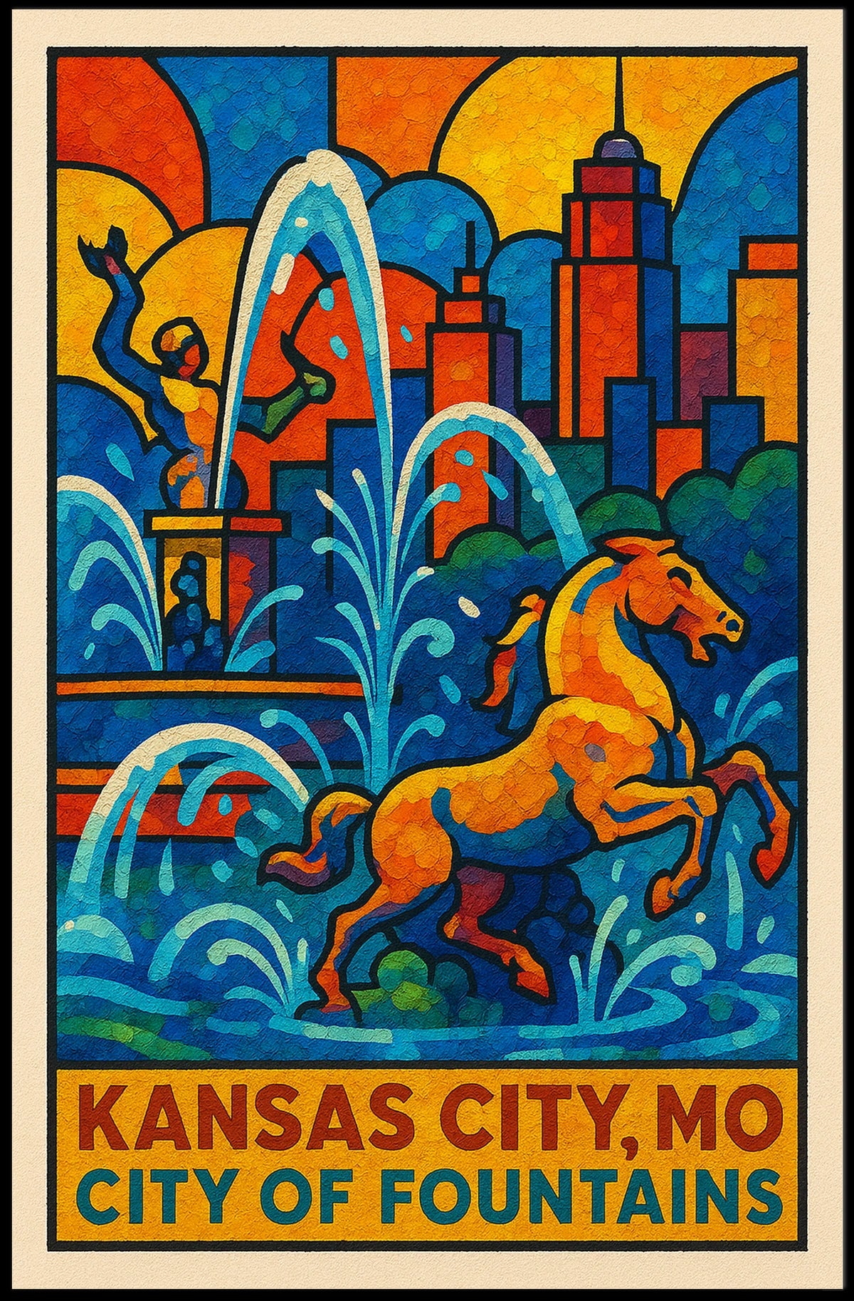 Kansas City City of Fountains Poster