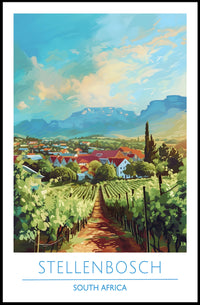 Stellenbosch Vineyard Tranquility: Scenic Travel Poster