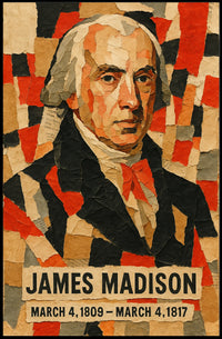 James Madison 4th President of the United States Layered paper Collage Poster