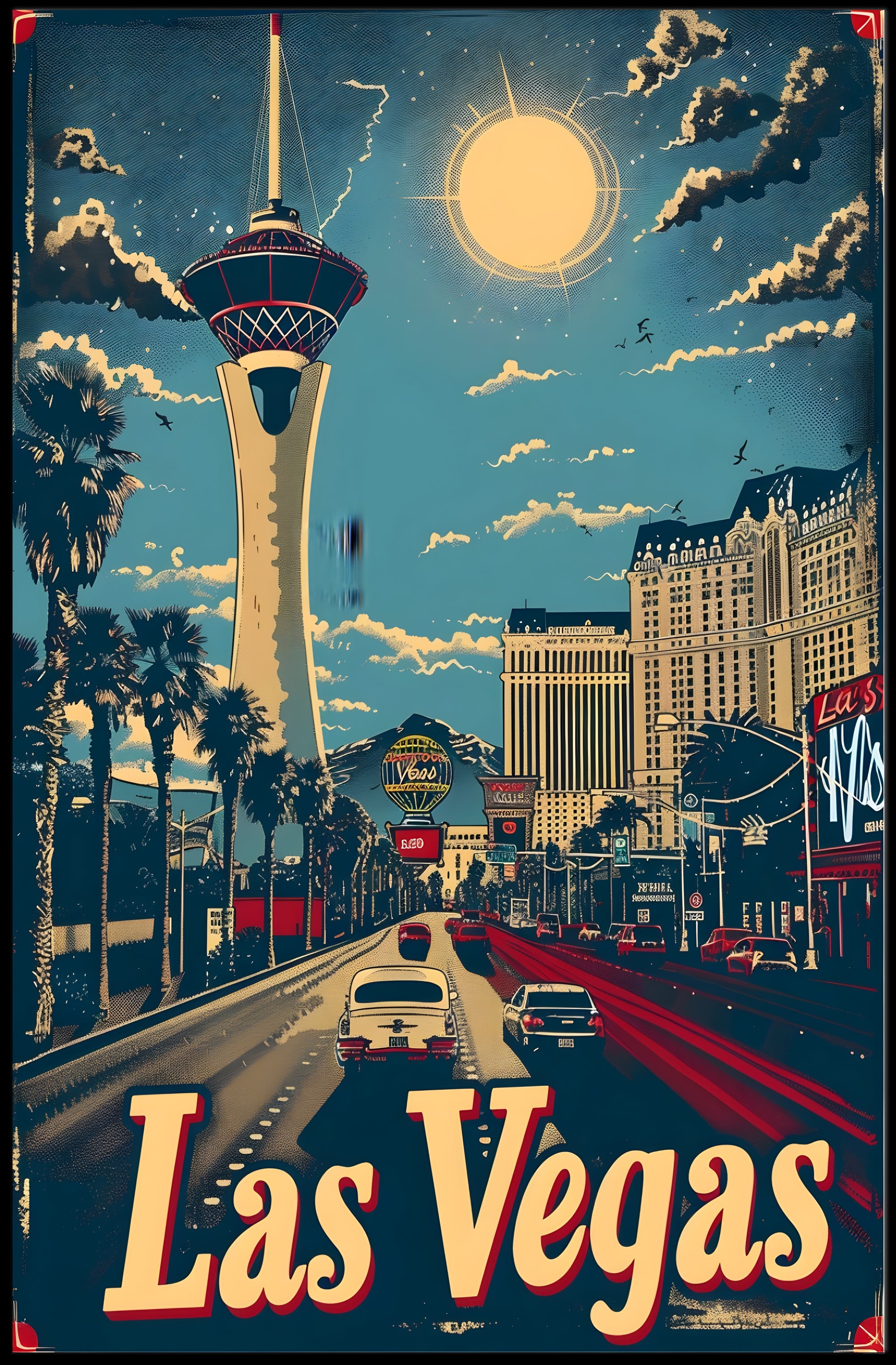 Vintage Las Vegas Skyline Urban or Cityscape Poster