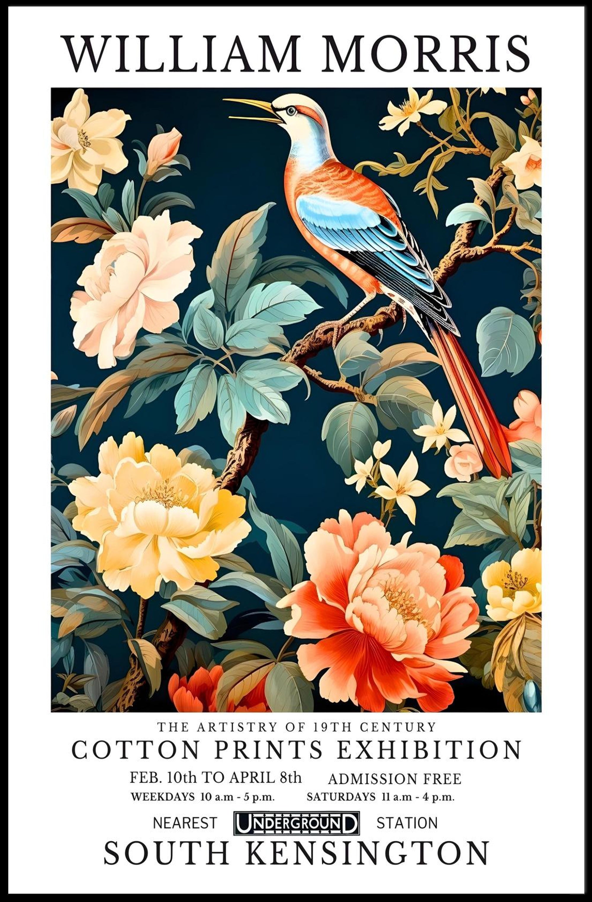 Victorian-Inspired William Morris Exhibition Artistic Poster