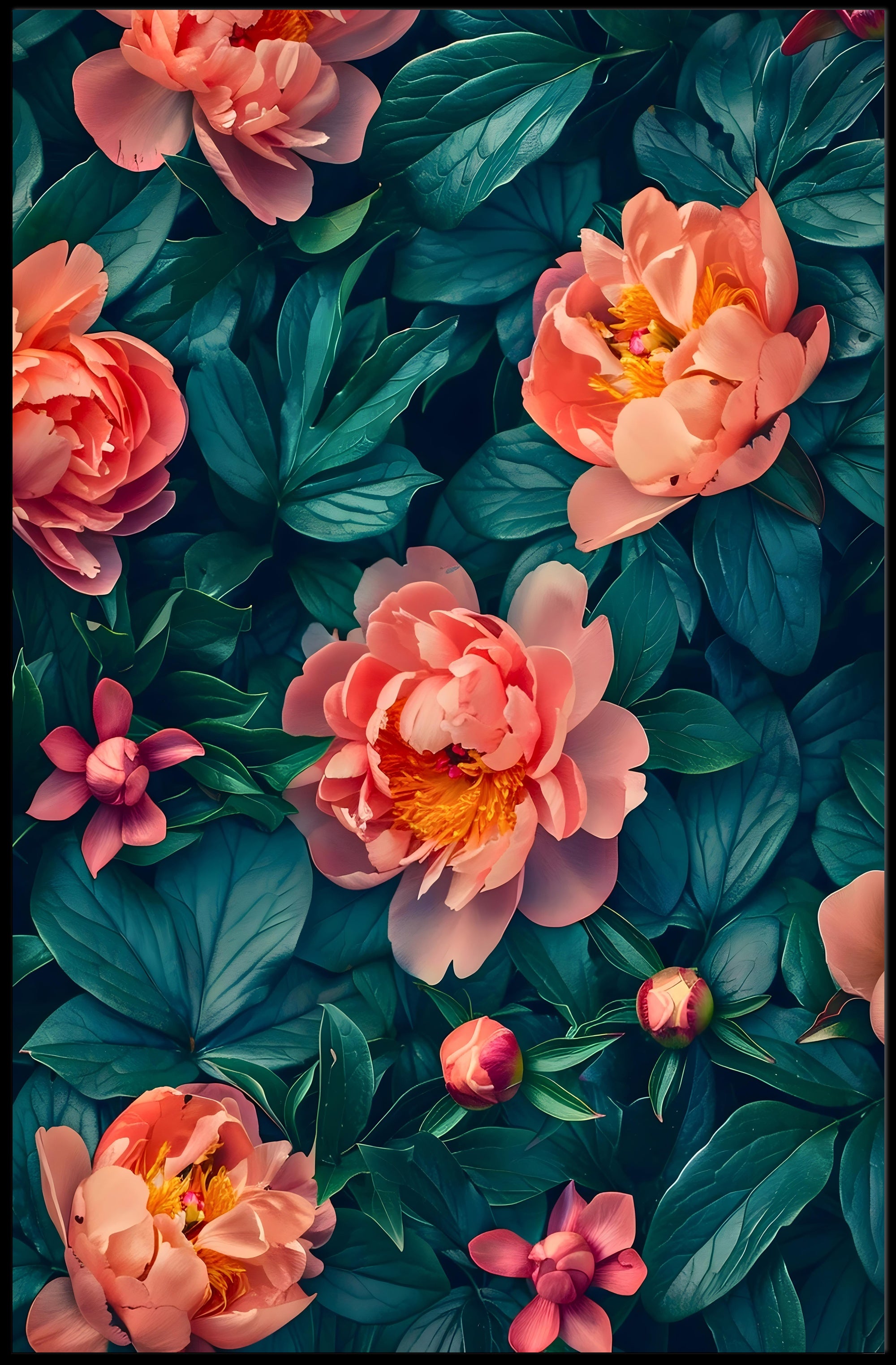 Elegant Peony Garden Floral Art Poster