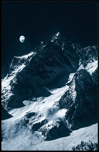 Majestic Moonlit Mountain Range Nighttime Poster