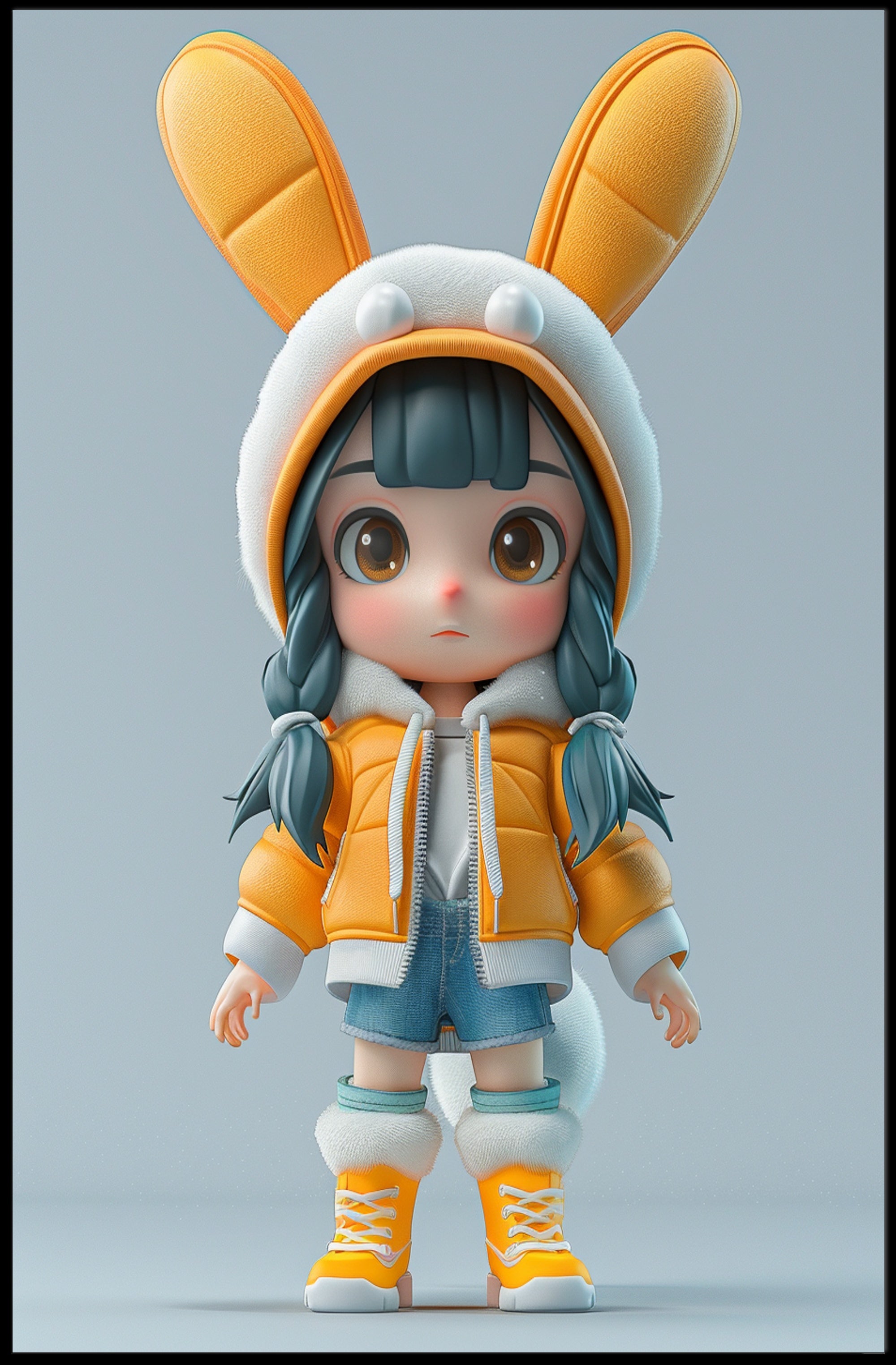 Cute Cartoon Child in Bunny Outfit Pop Culture Poster PosterGoat