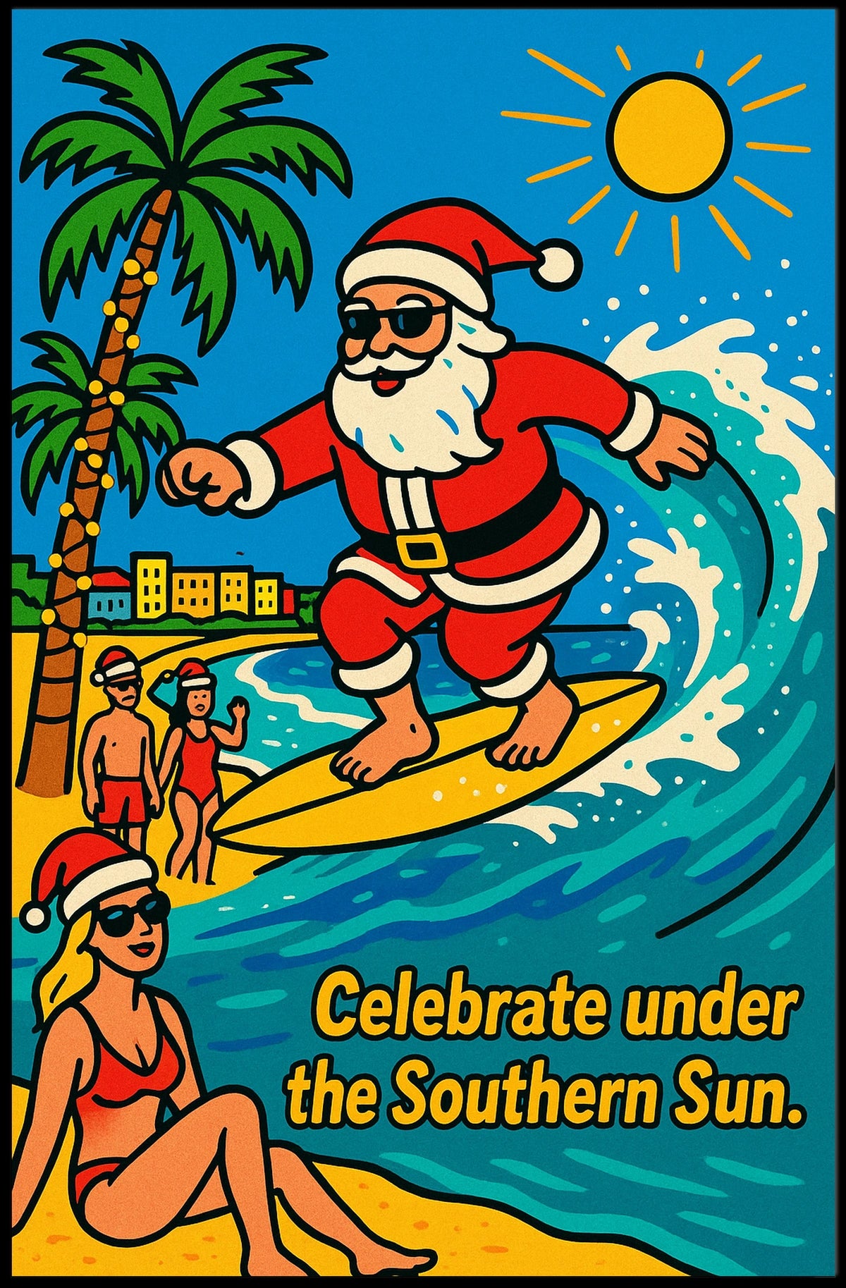 Surfing Santa Celebration Poster