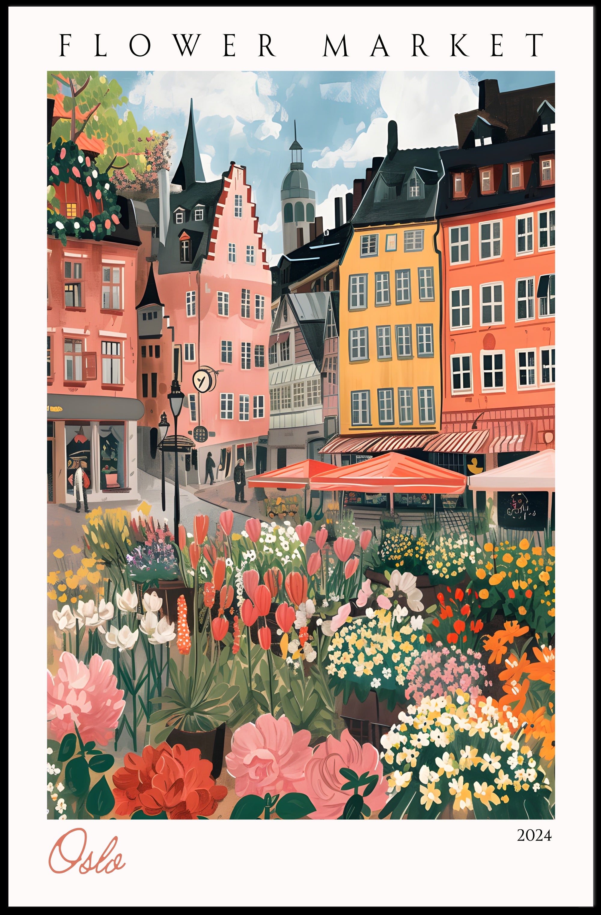 Flower Market in Oslo Poster PosterGoat