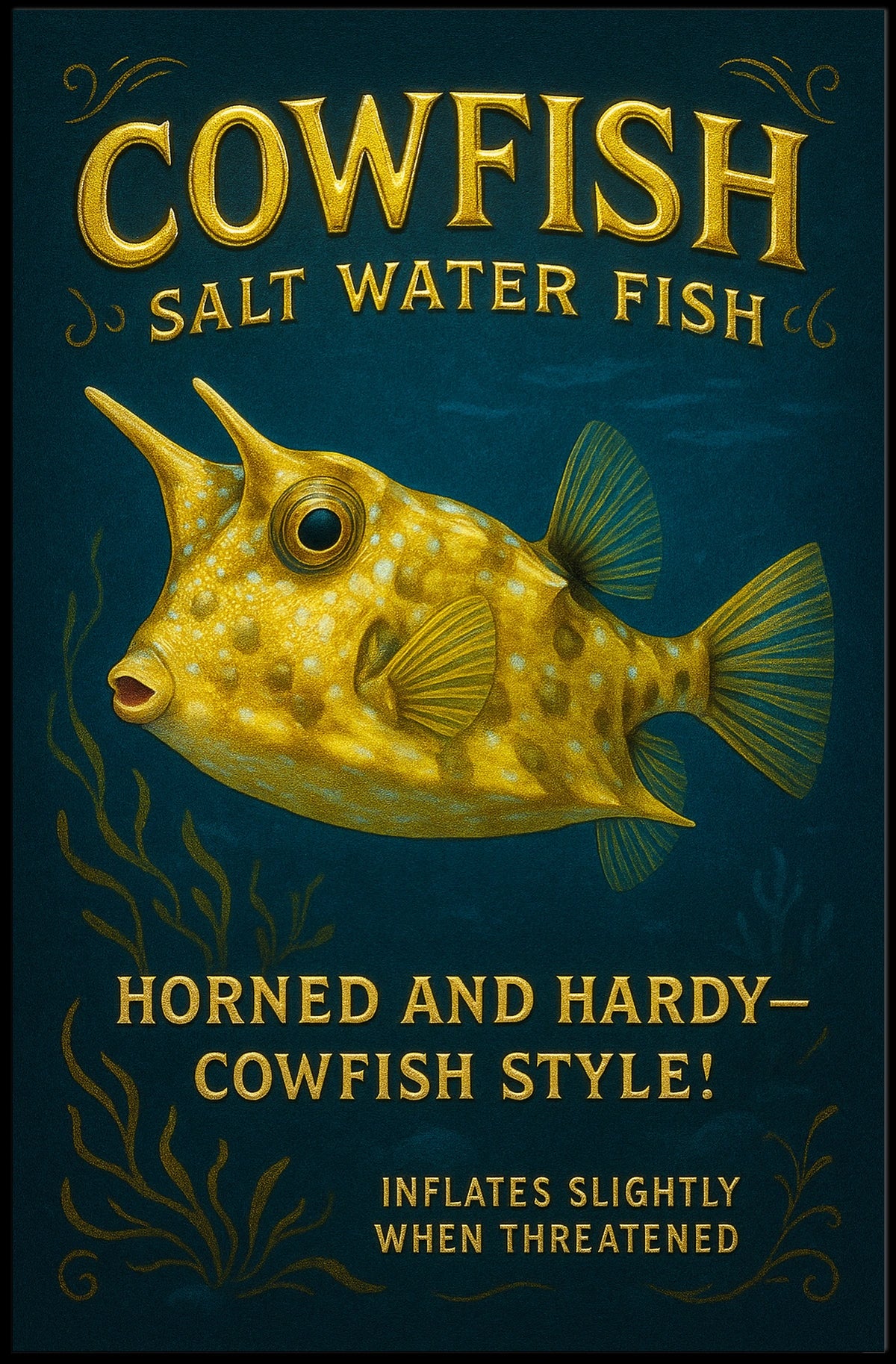 Cowfish A Unique Saltwater Species Poster